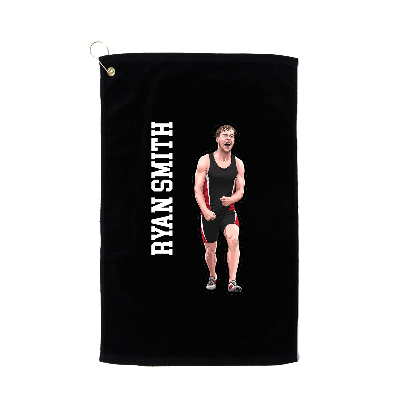 Golf Towel — Name Vertical in Black