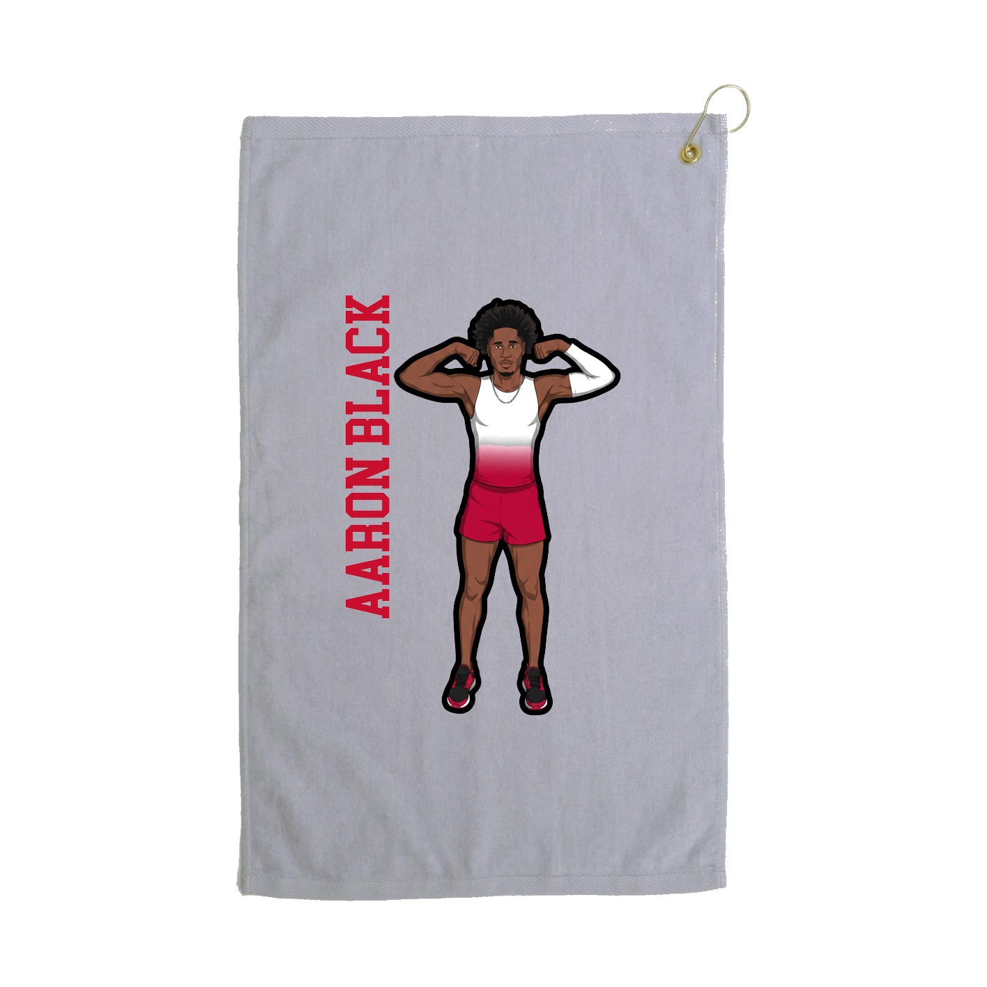 Golf Towel — Name Vertical in Grey