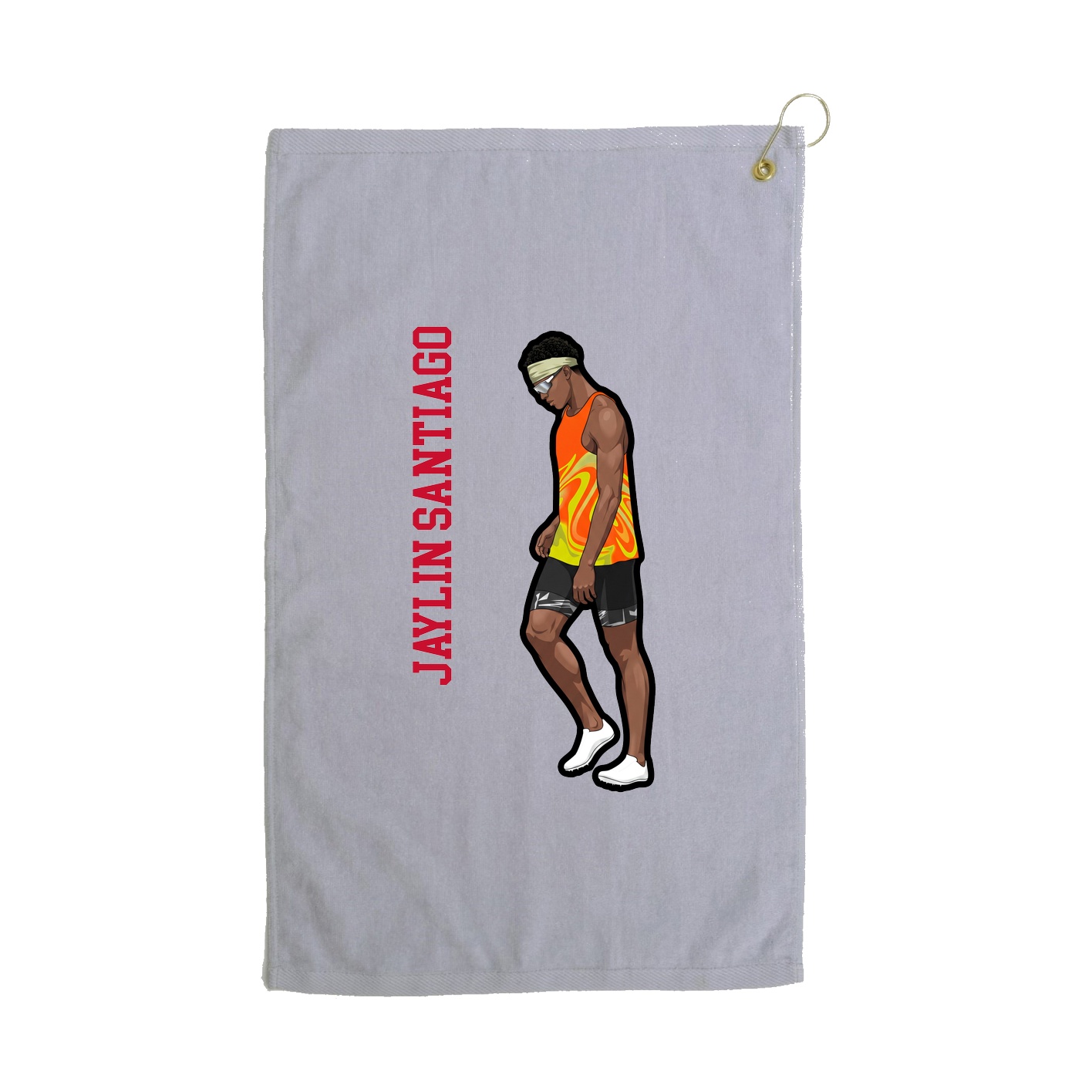 Golf Towel — Name Vertical in Grey