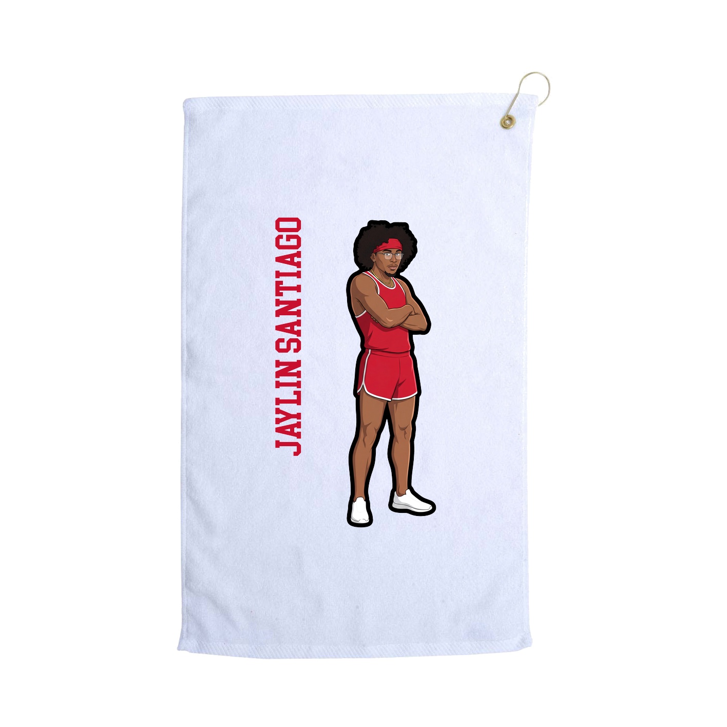Golf Towel — Name Vertical in White