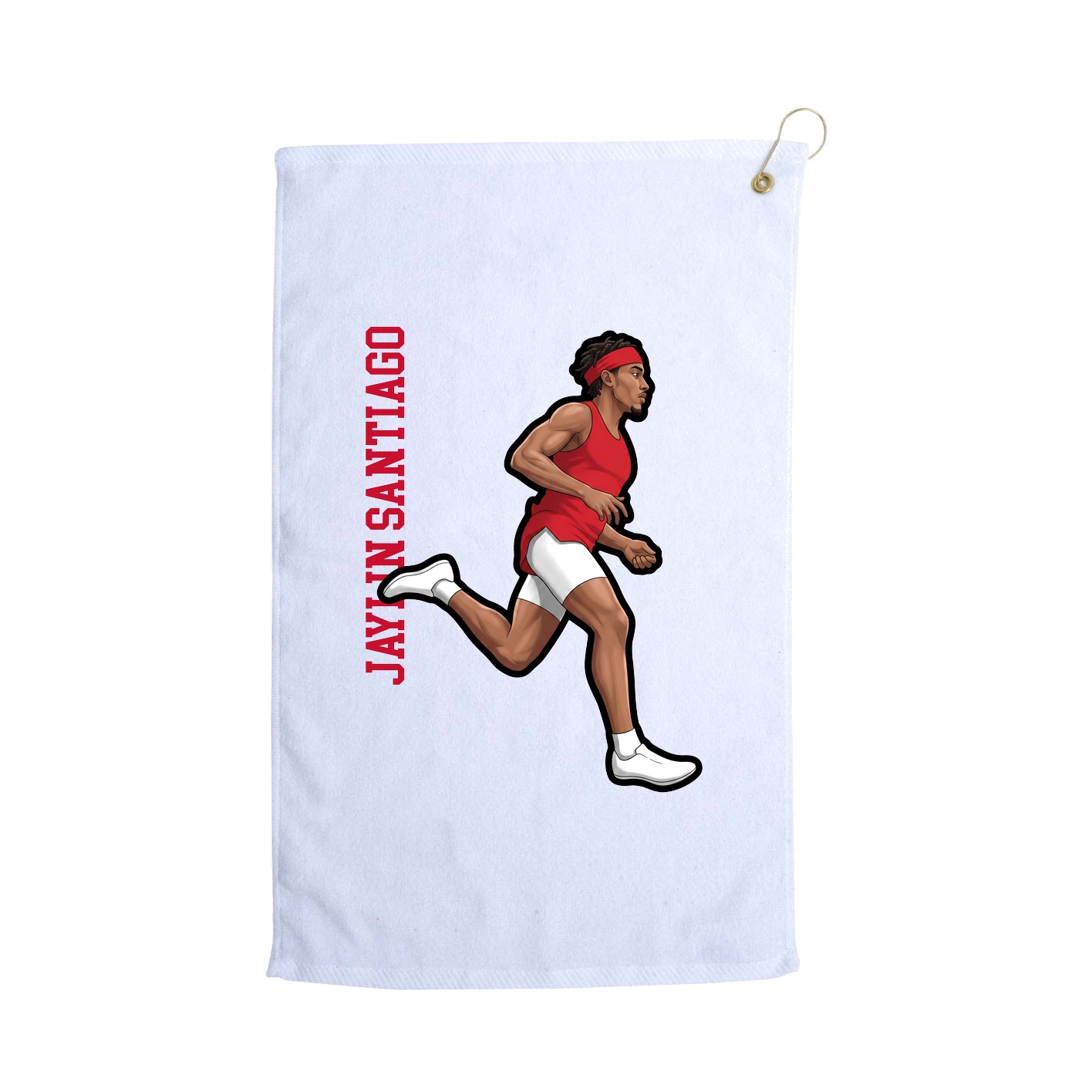 Golf Towel — Name Vertical in White