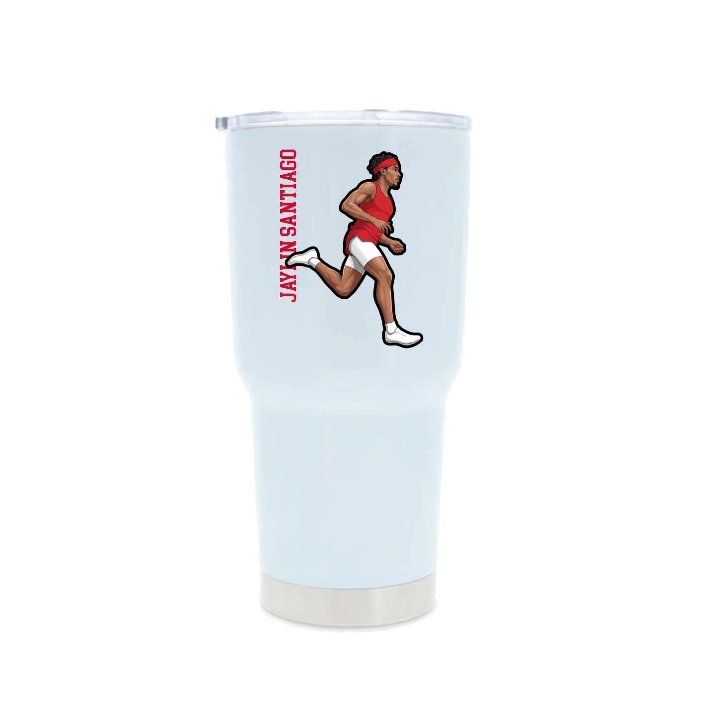30oz Stainless Steel Tumbler — Name Vertical in White