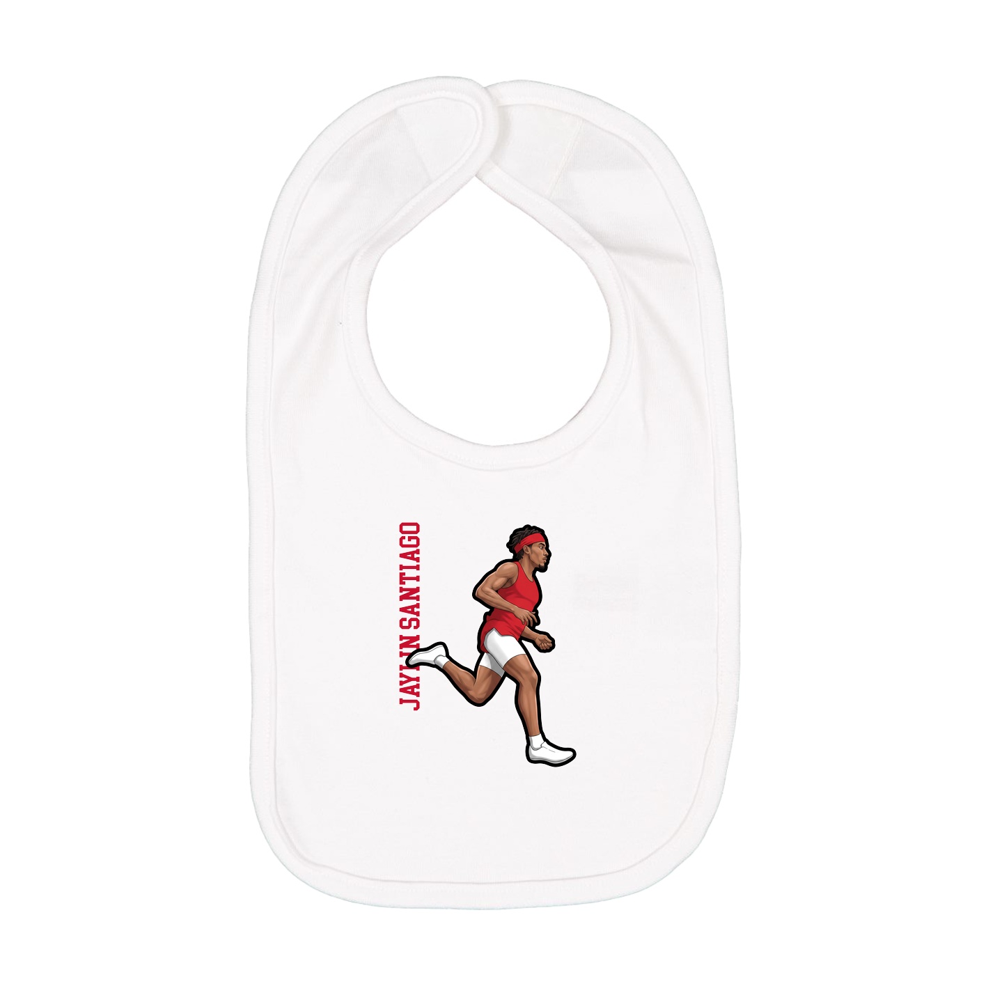 Infant Bib — Name Vertical in White