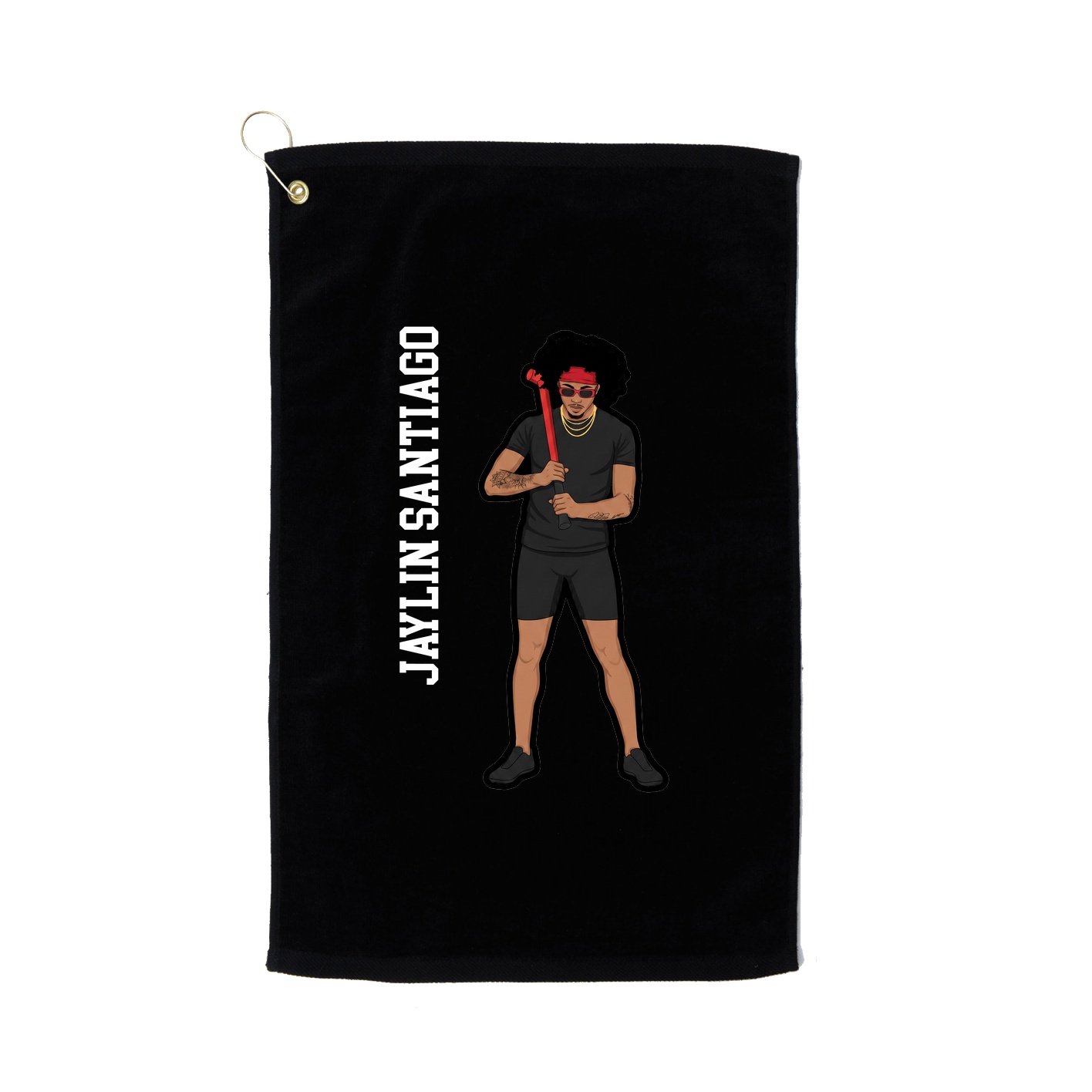 Golf Towel — Name Vertical in Black