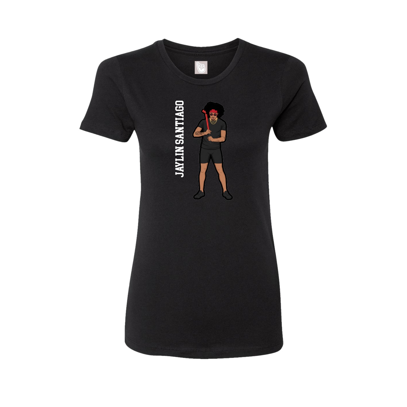 Womens Tee — Name Vertical in Black