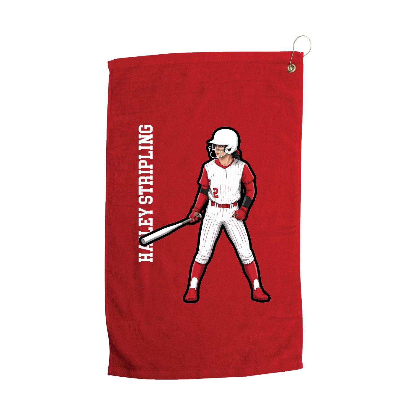Golf Towel — Name Vertical in Red