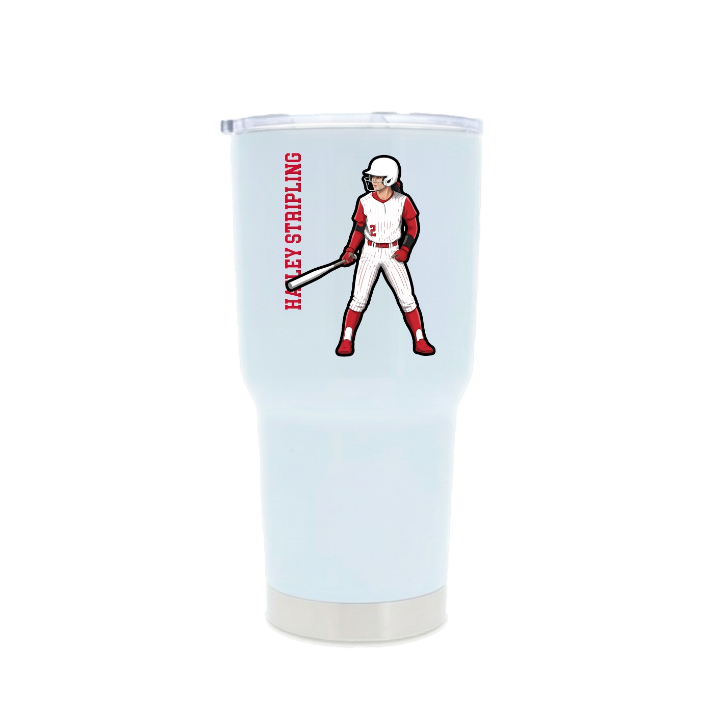 30oz Stainless Steel Tumbler — Name Vertical in White