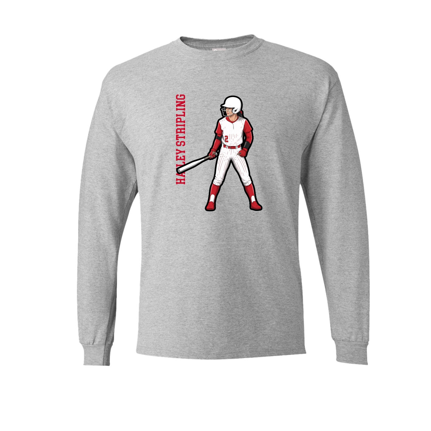 Long Sleeve Tee — Name Vertical in Grey
