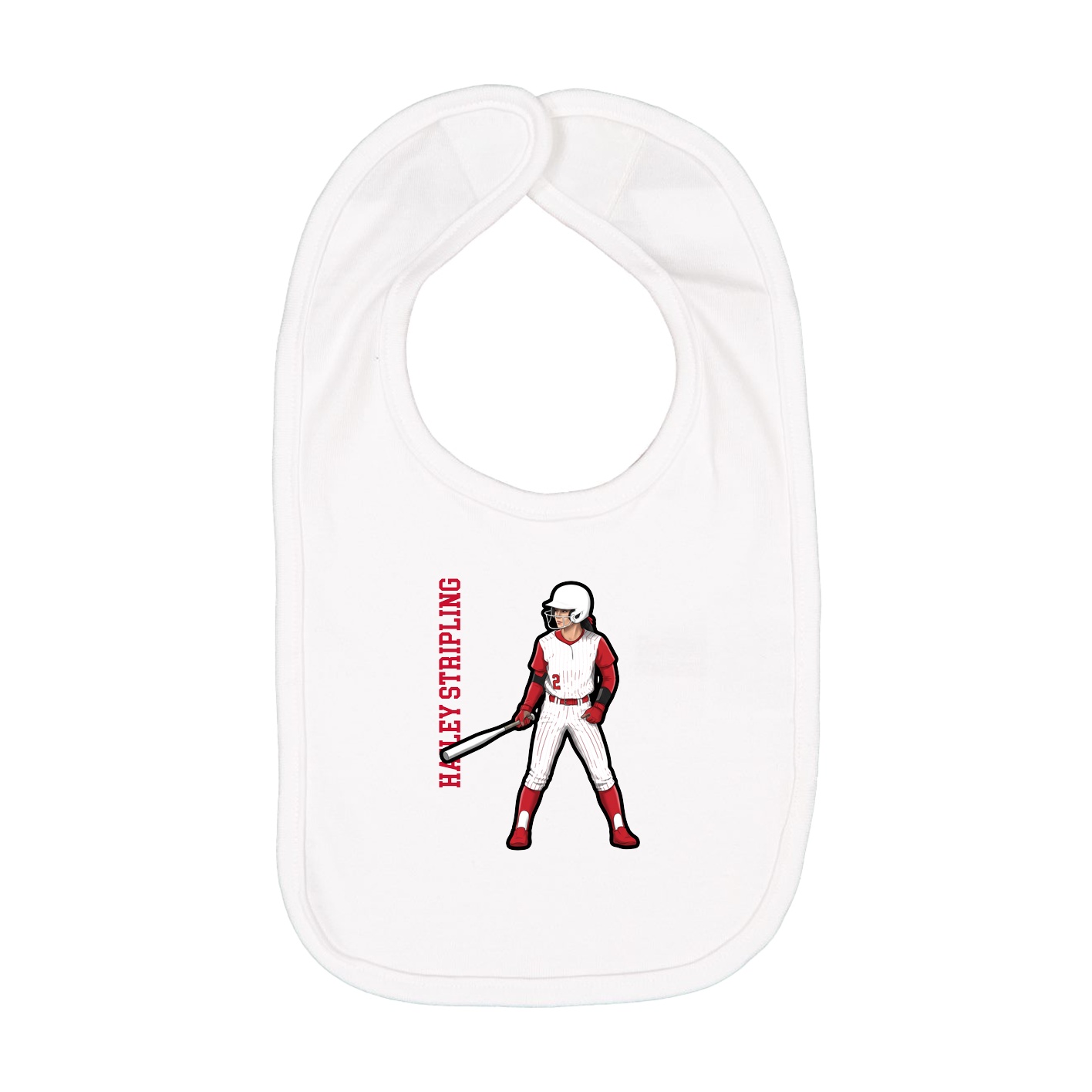 Infant Bib — Name Vertical in White