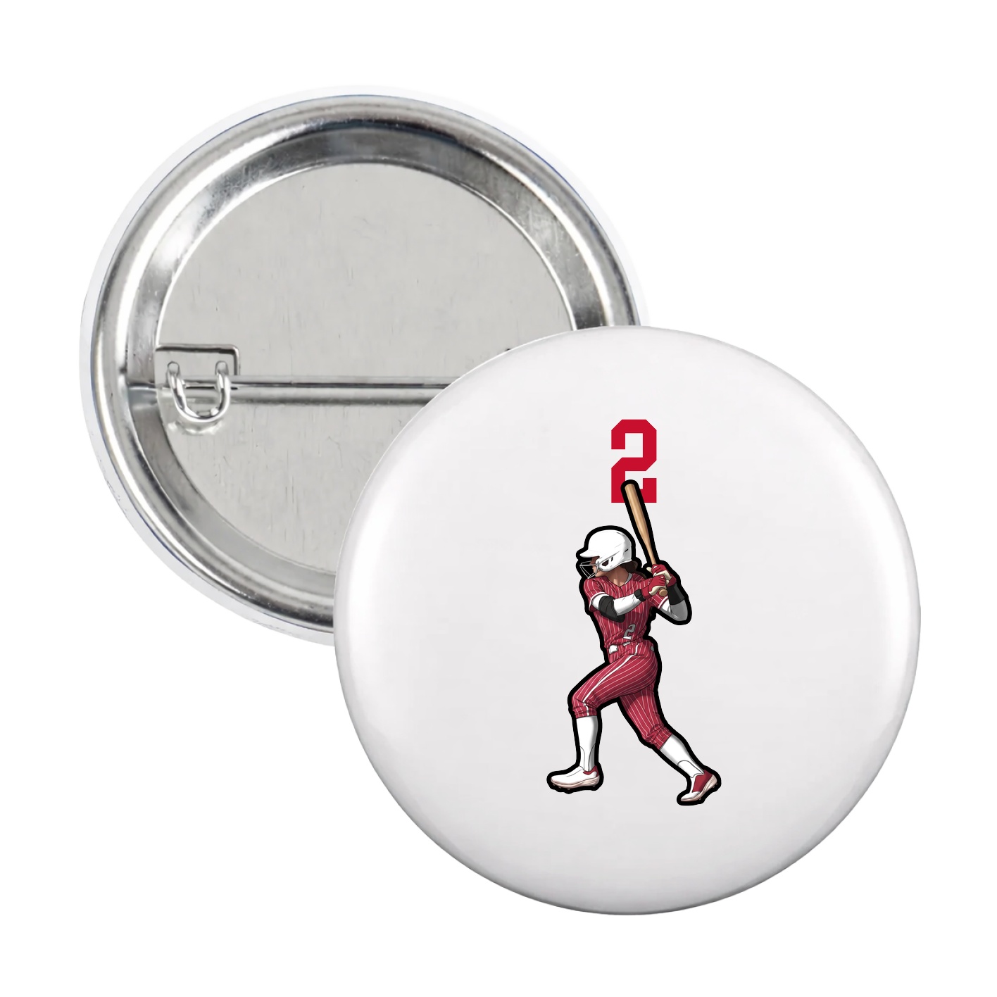 Game Day Button — Number Top in White