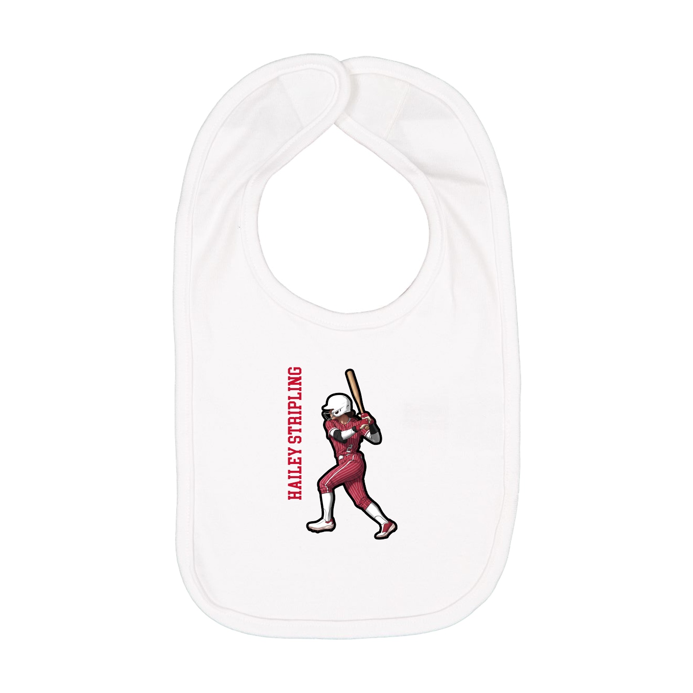 Infant Bib — Name Vertical in White
