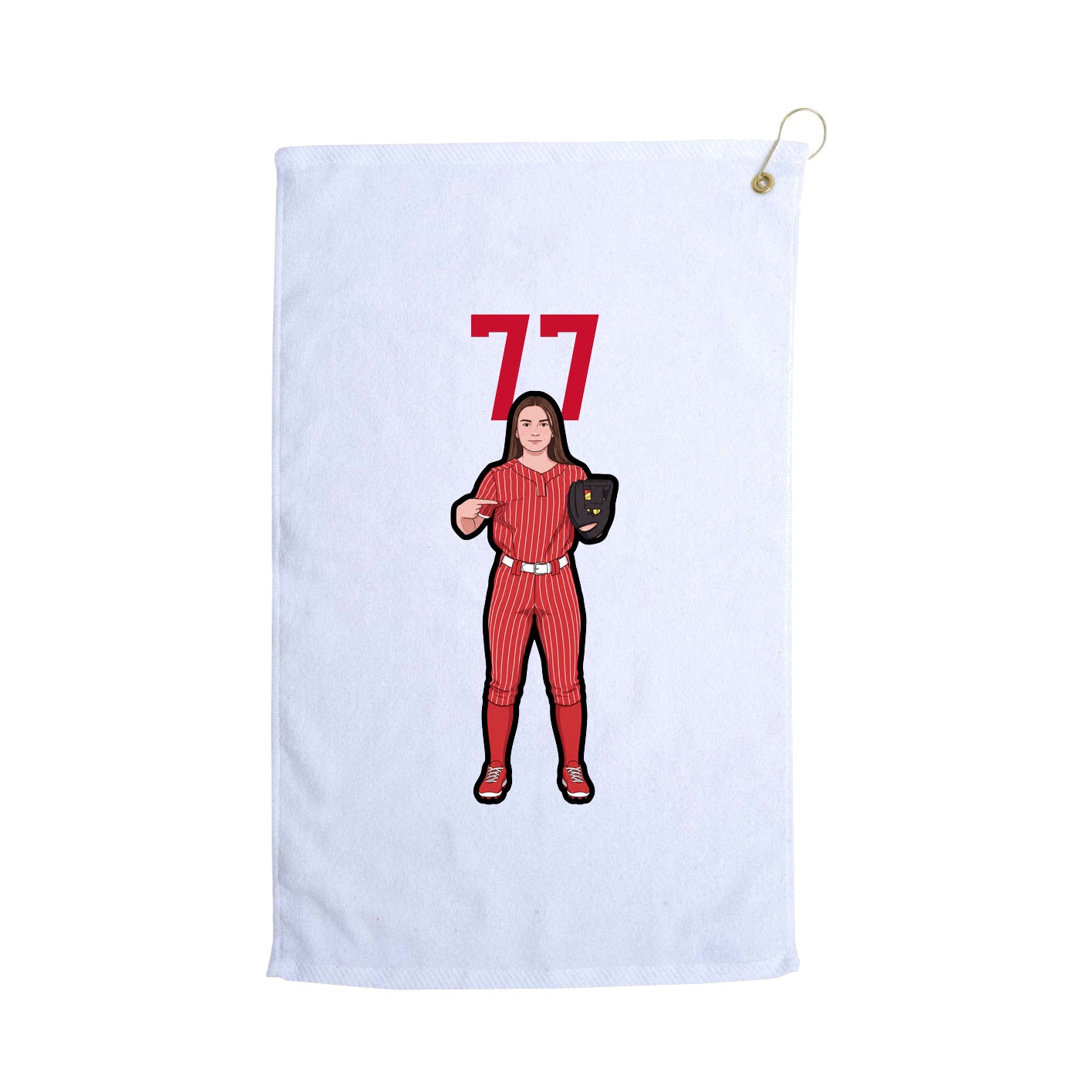 Golf Towel — Number Top in White