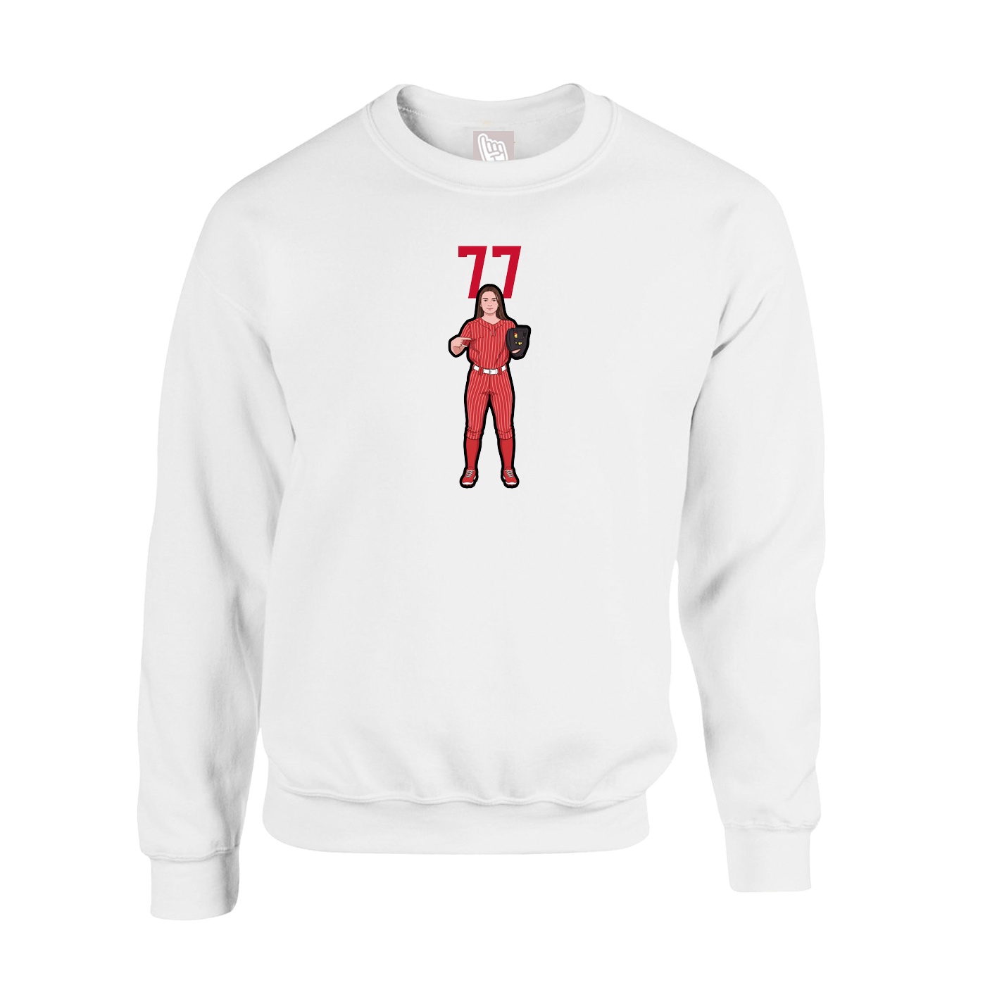 Fleece Crew — Number Top in White