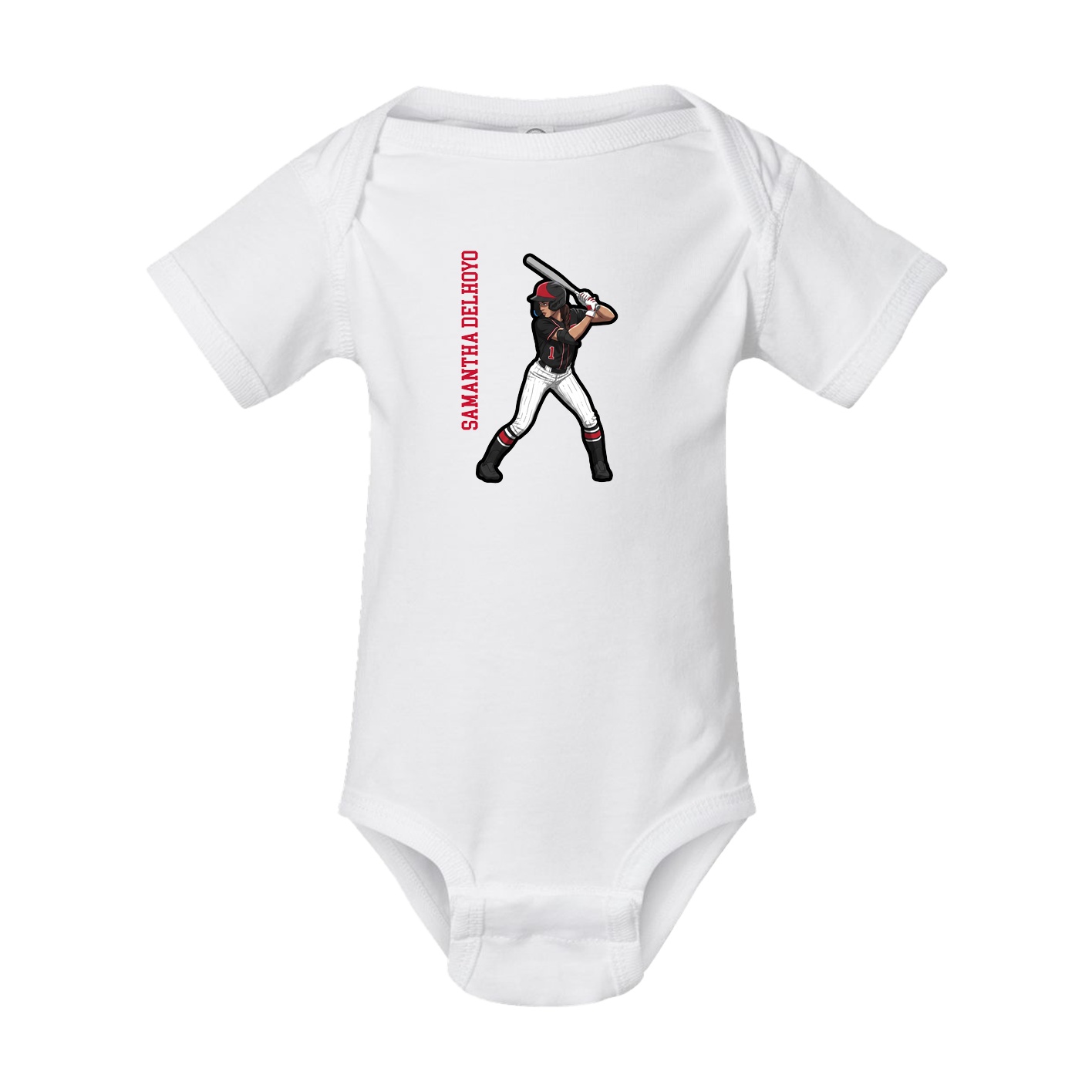 Baby Onesie — Name Vertical in White