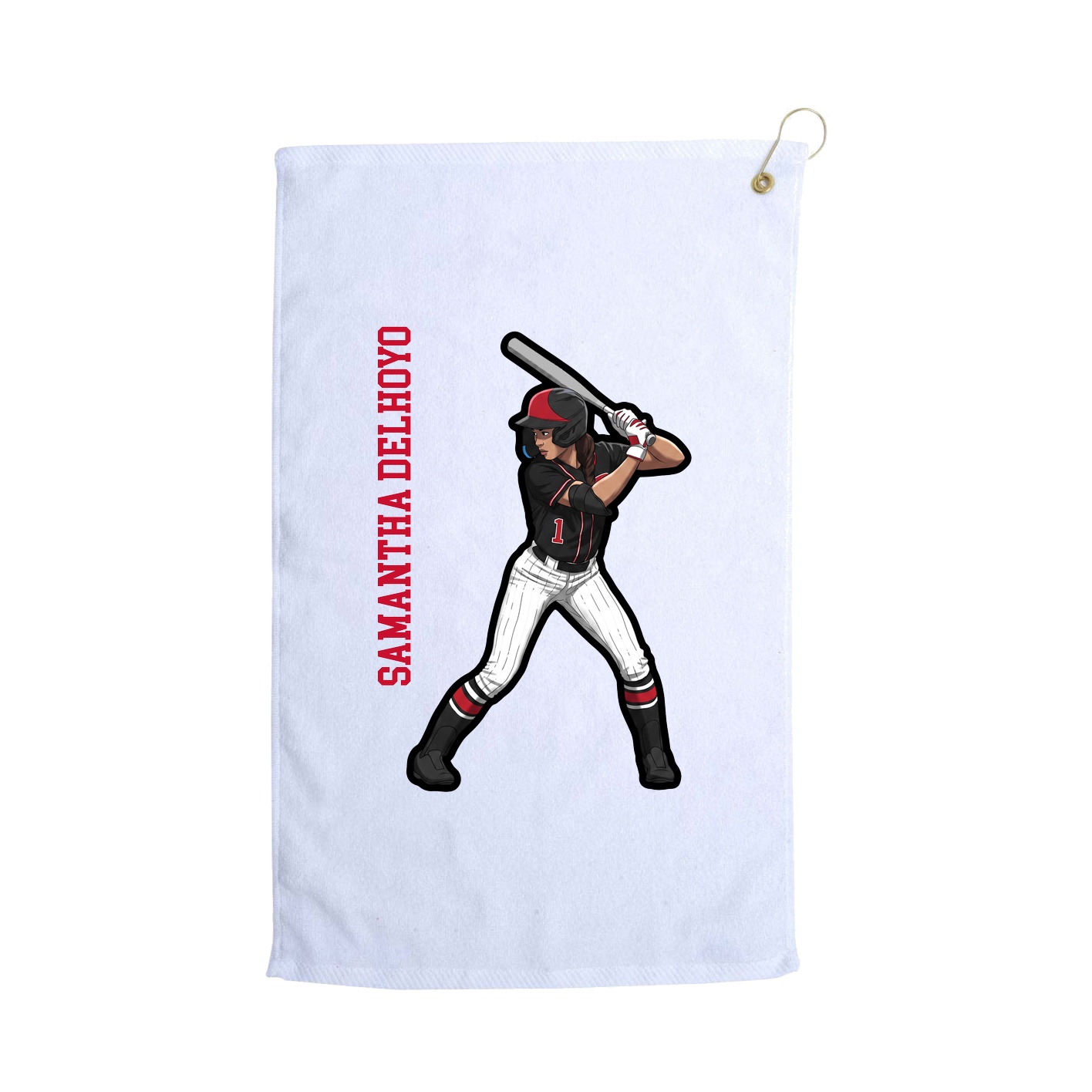Golf Towel — Name Vertical in White