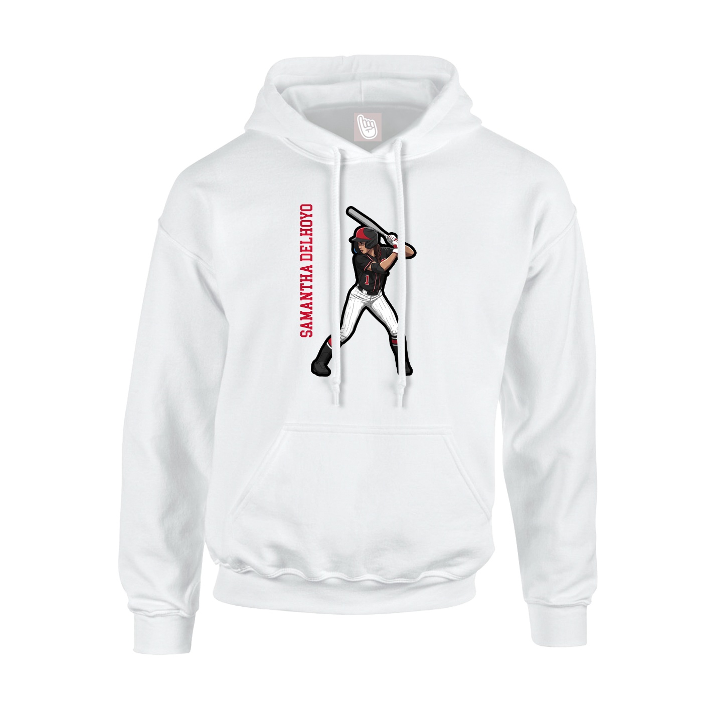 Youth Hoodie — Name Vertical in White