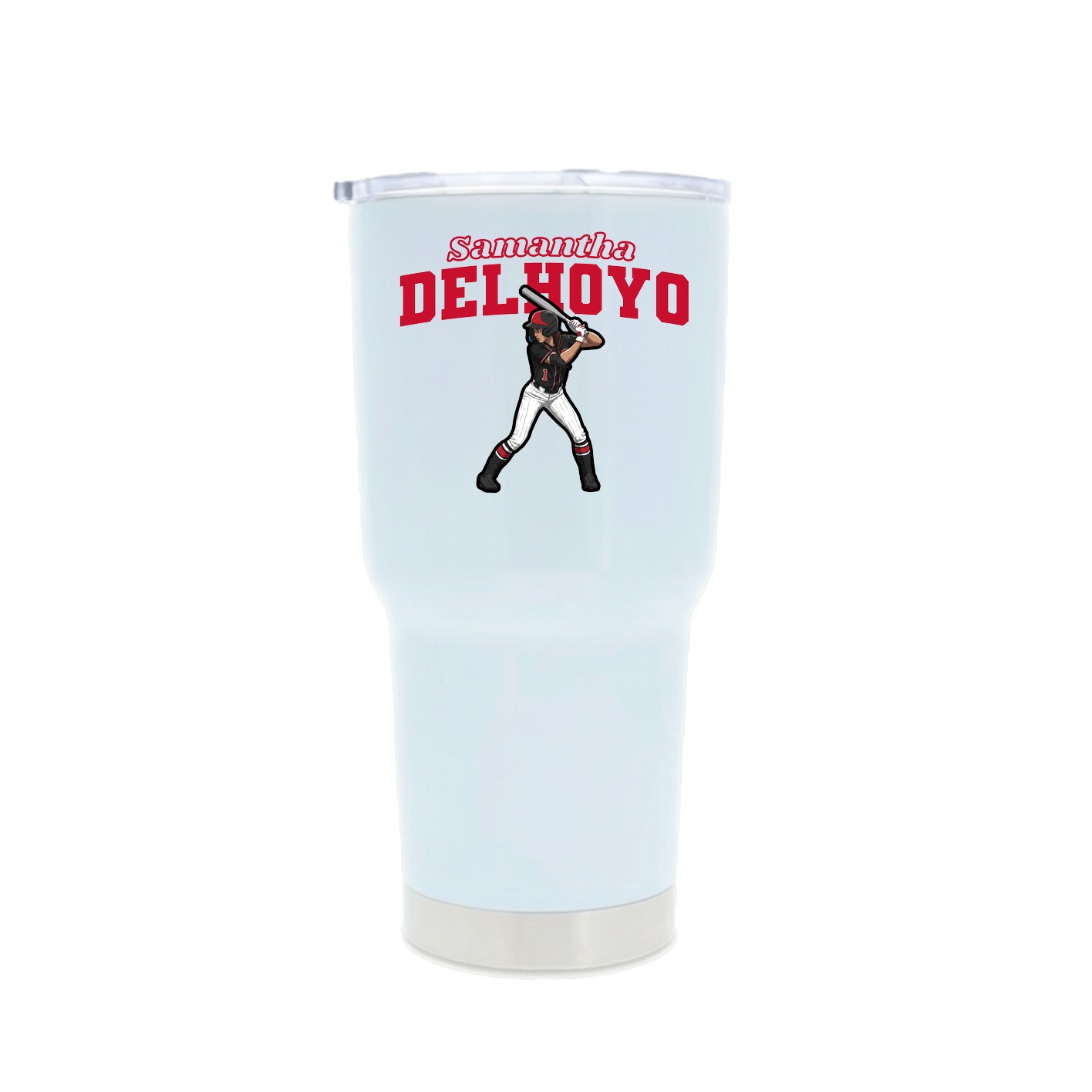 30oz Stainless Steel Tumbler — Name Arch in White