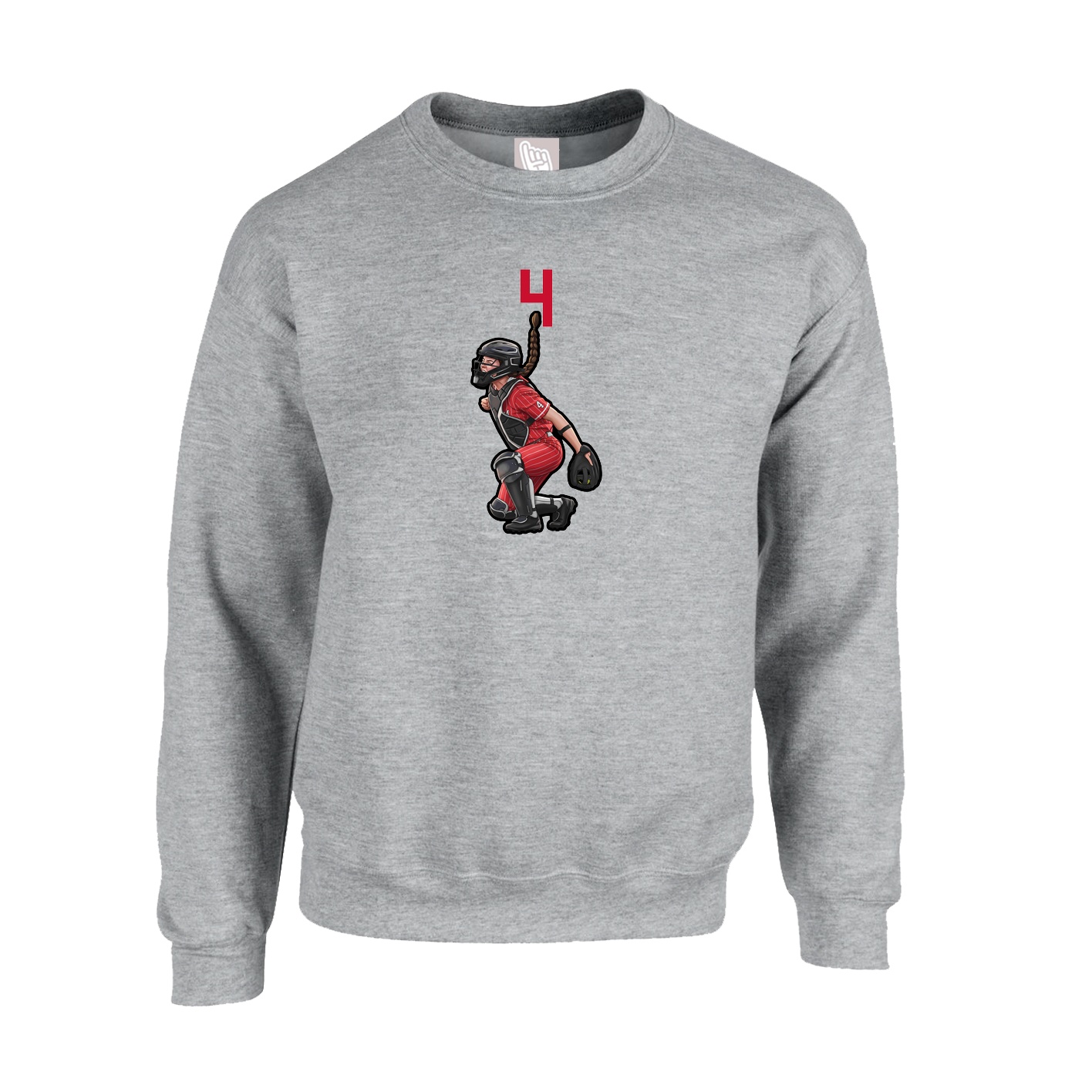 Fleece Crew — Number Top in Grey