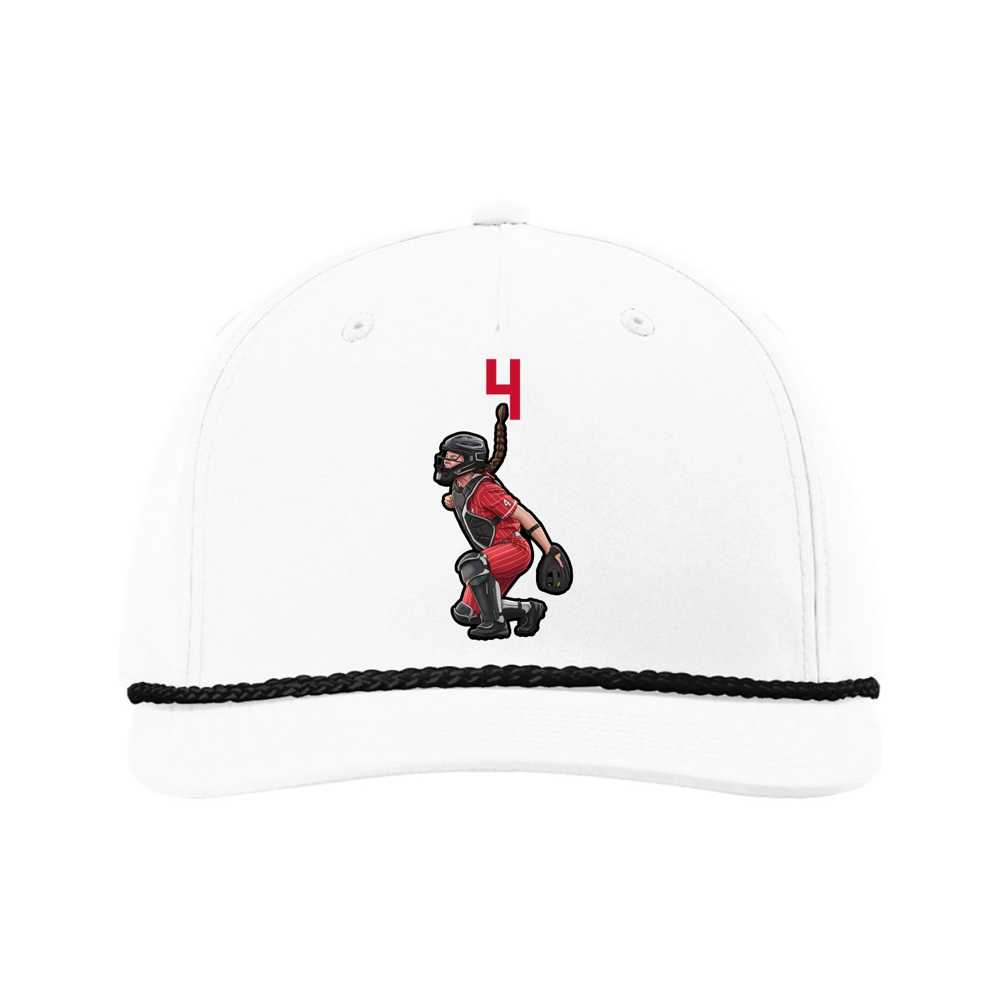 Five-Panel Classic Rope Cap — Number Top in White
