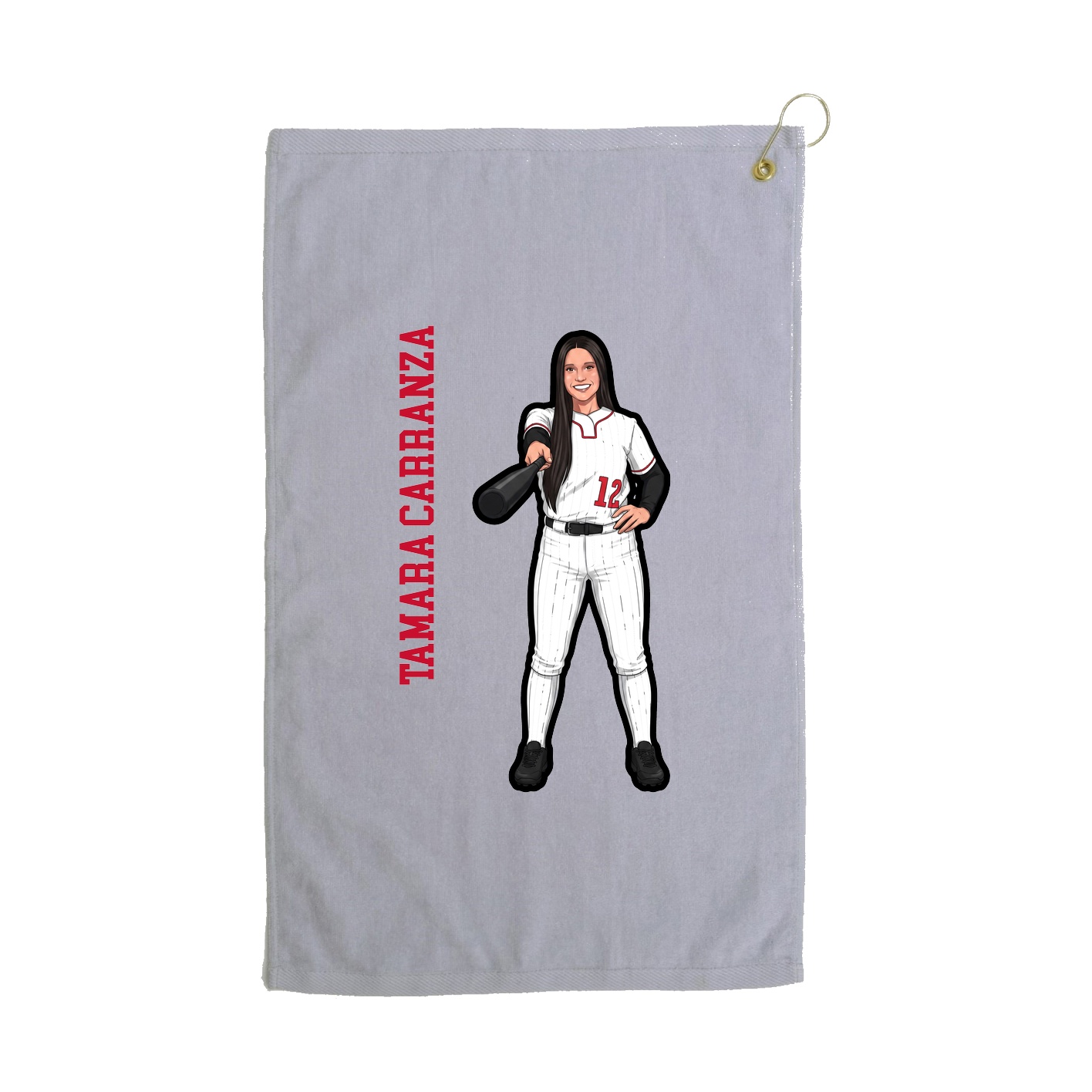 Golf Towel — Name Vertical in Grey