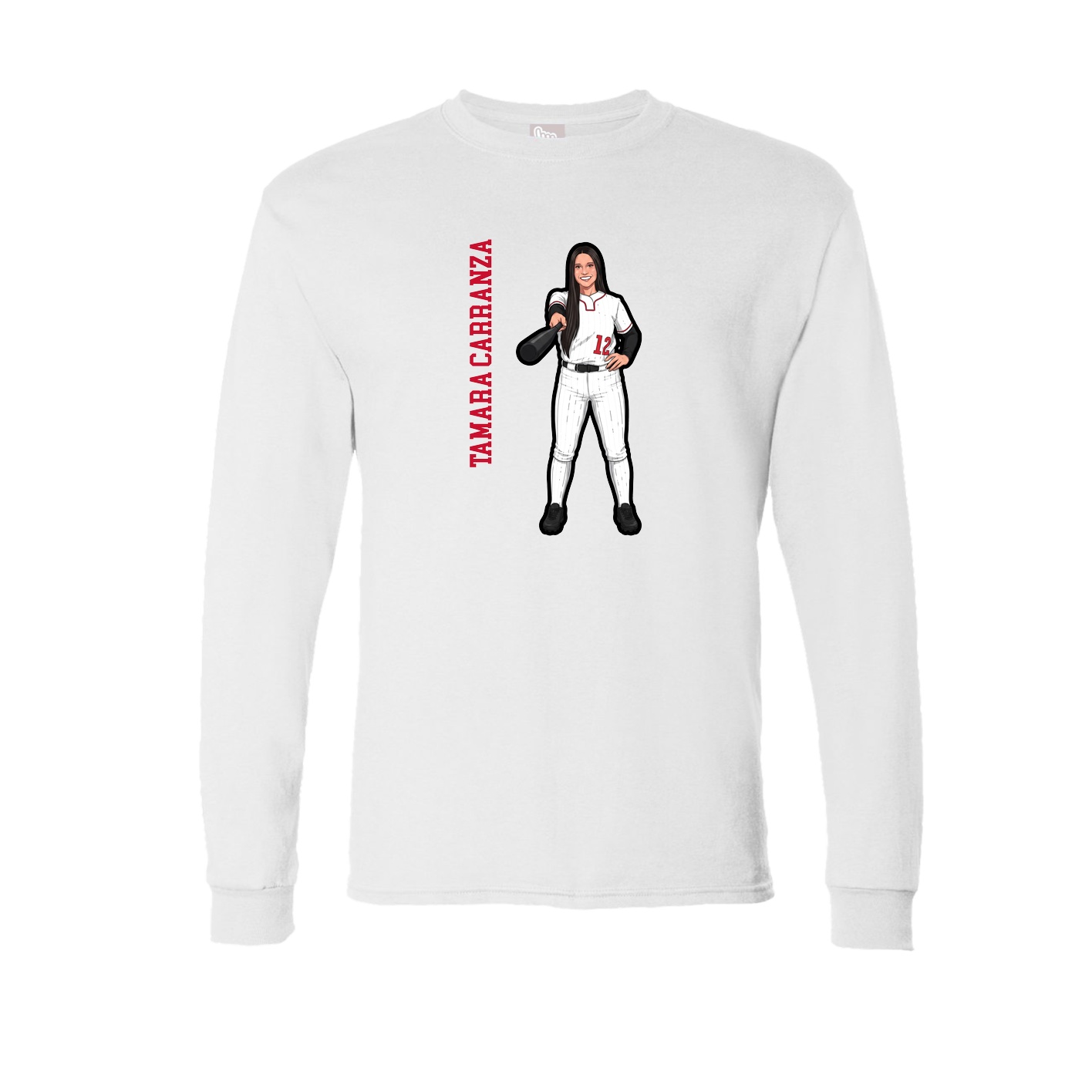 Long Sleeve Tee — Name Vertical in White