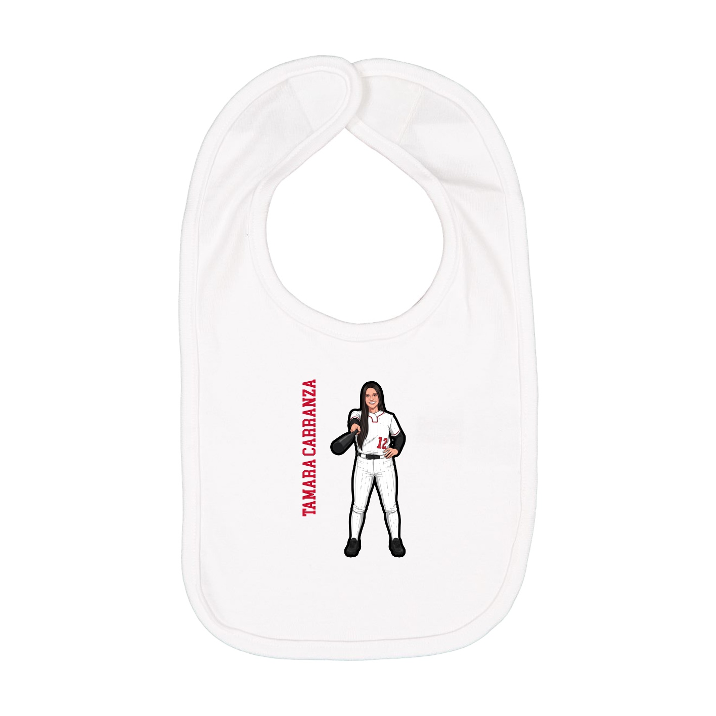 Infant Bib — Name Vertical in White