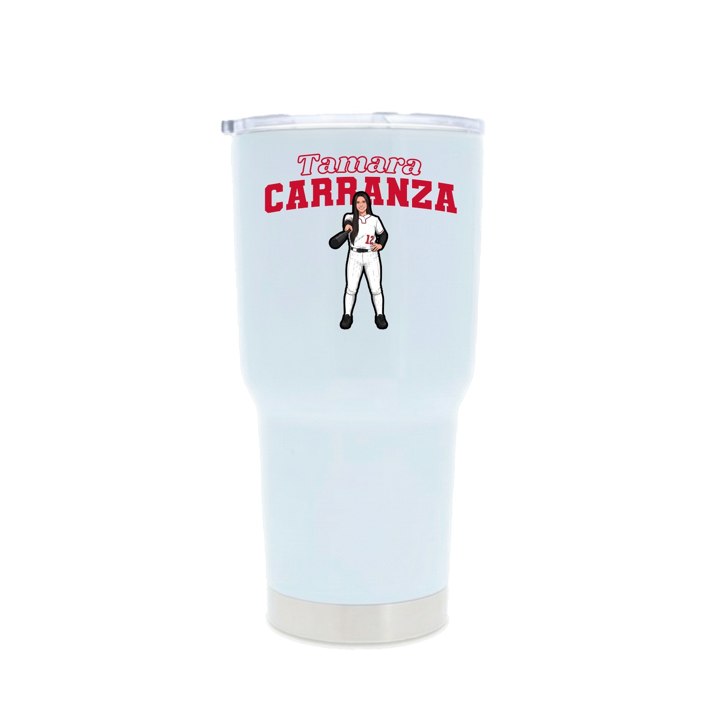 30oz Stainless Steel Tumbler — Name Arch in White