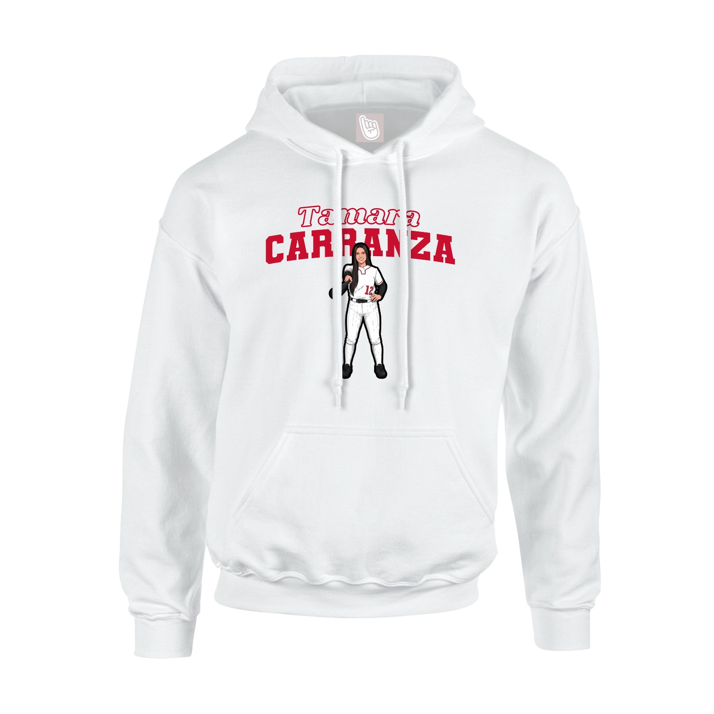 Youth Hoodie — Name Arch in White