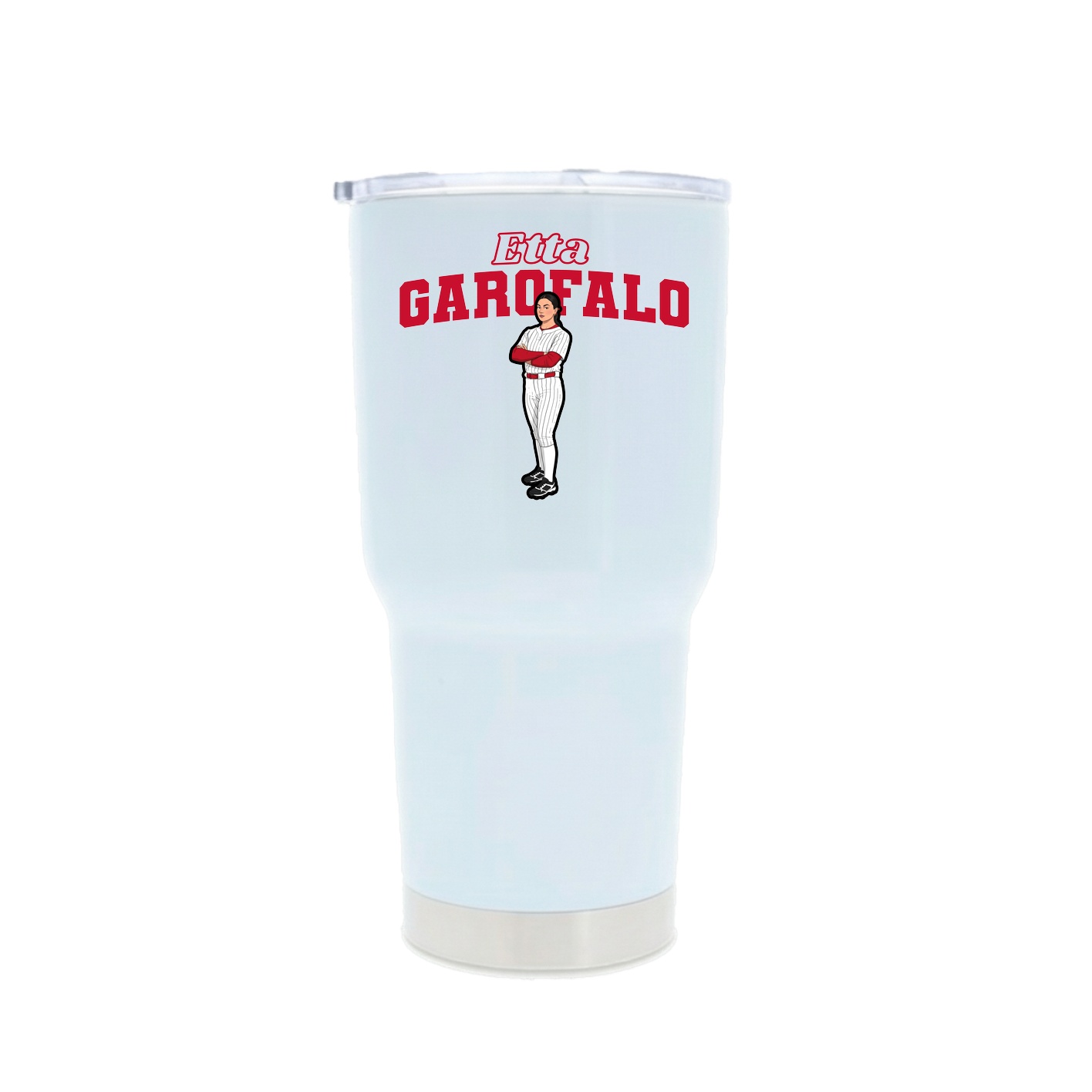 30oz Stainless Steel Tumbler — Name Arch in White