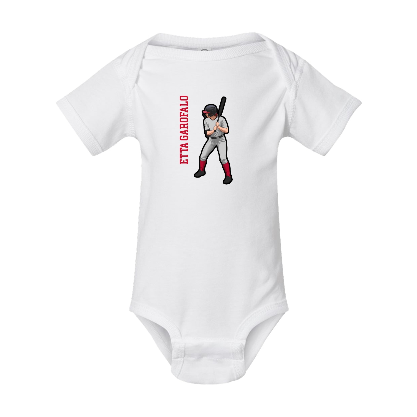 Baby Onesie — Name Vertical in White