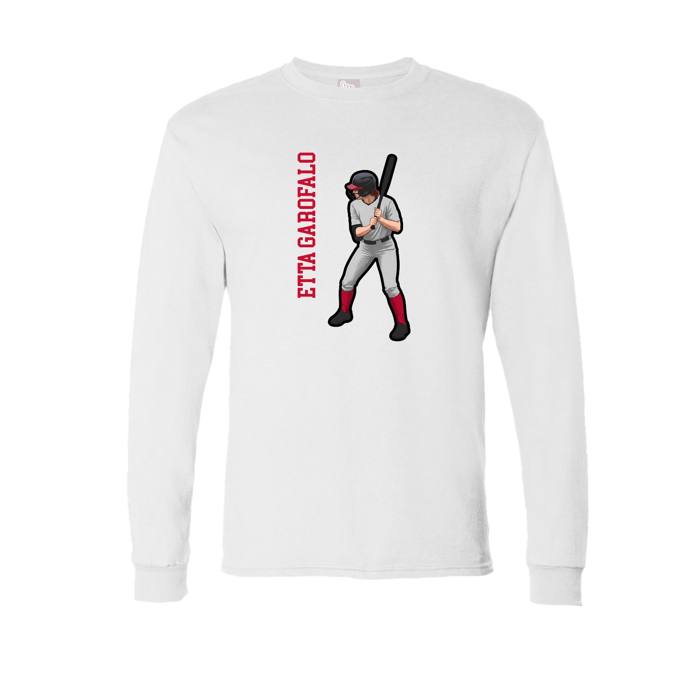 Long Sleeve Tee — Name Vertical in White
