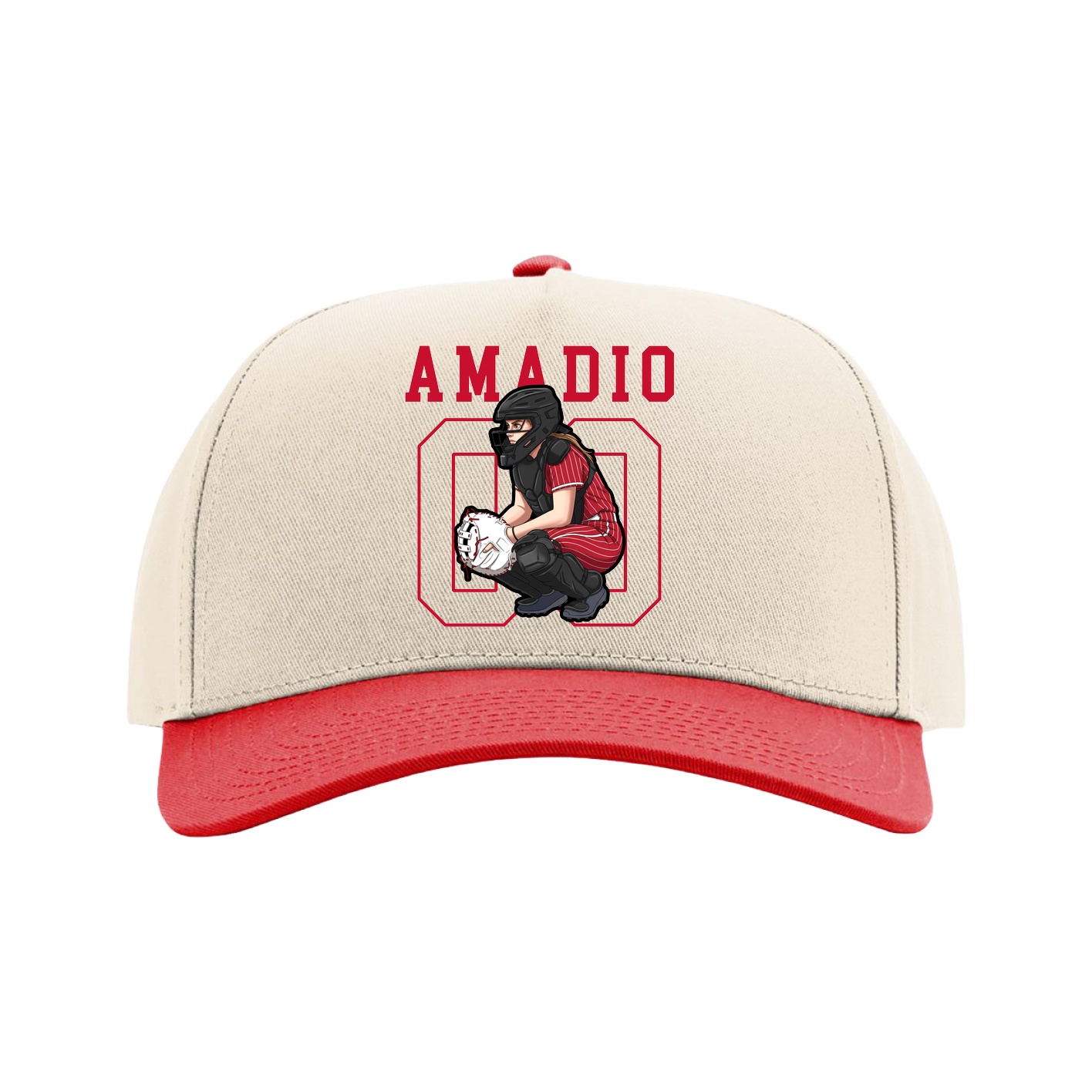 Full Fabric Five-Panel Champ Cap — Shirsey in Cream/Red