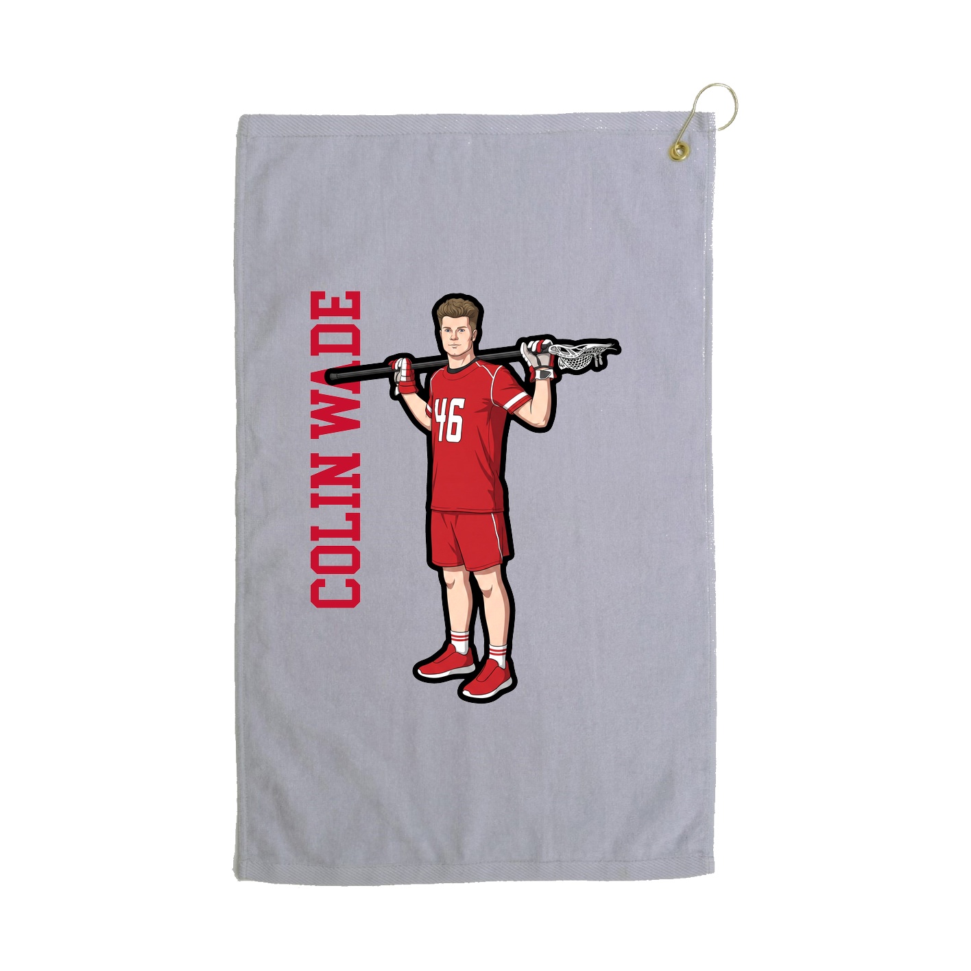 Golf Towel — Name Vertical in Grey
