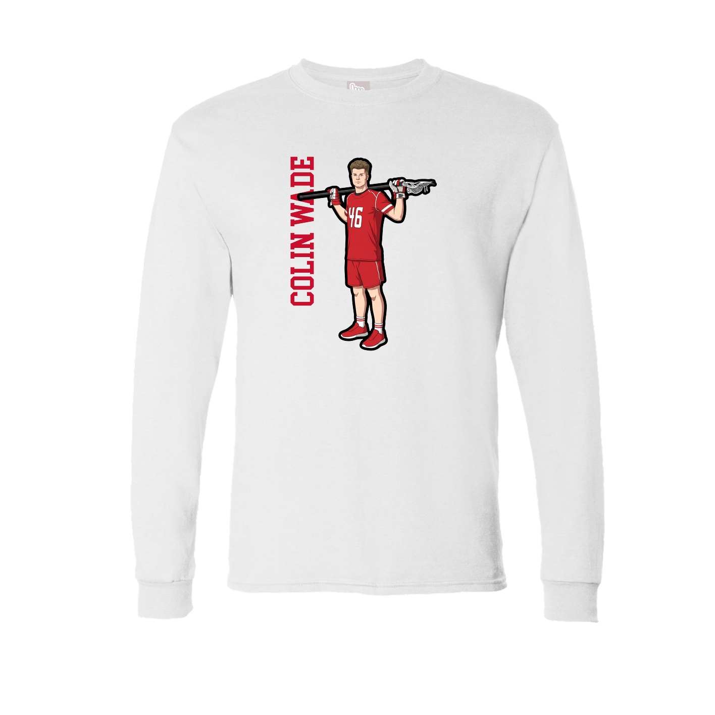 Long Sleeve Tee — Name Vertical in White