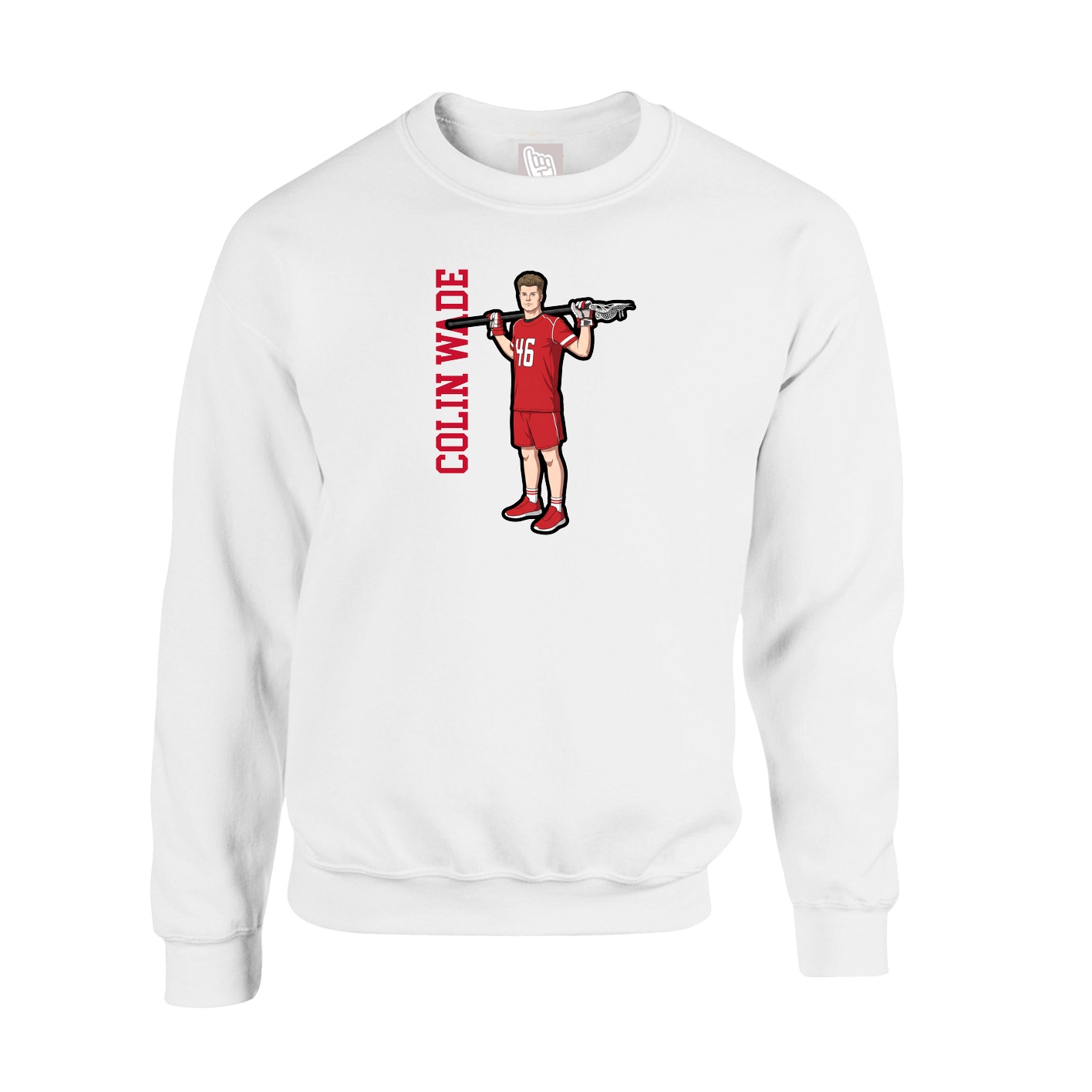 Fleece Crew — Name Vertical in White
