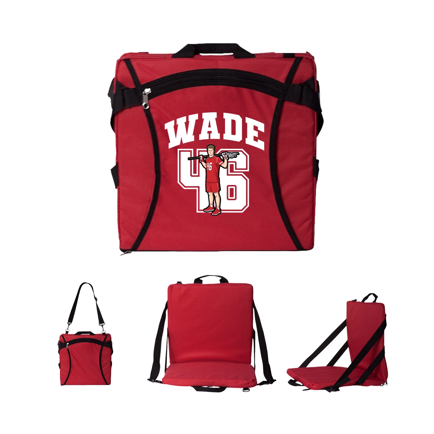 Folding Stadium Seat — Number in Red