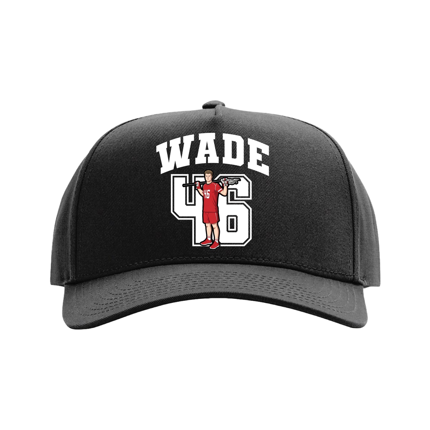 Full Fabric Five-Panel Champ Cap — Number in Black