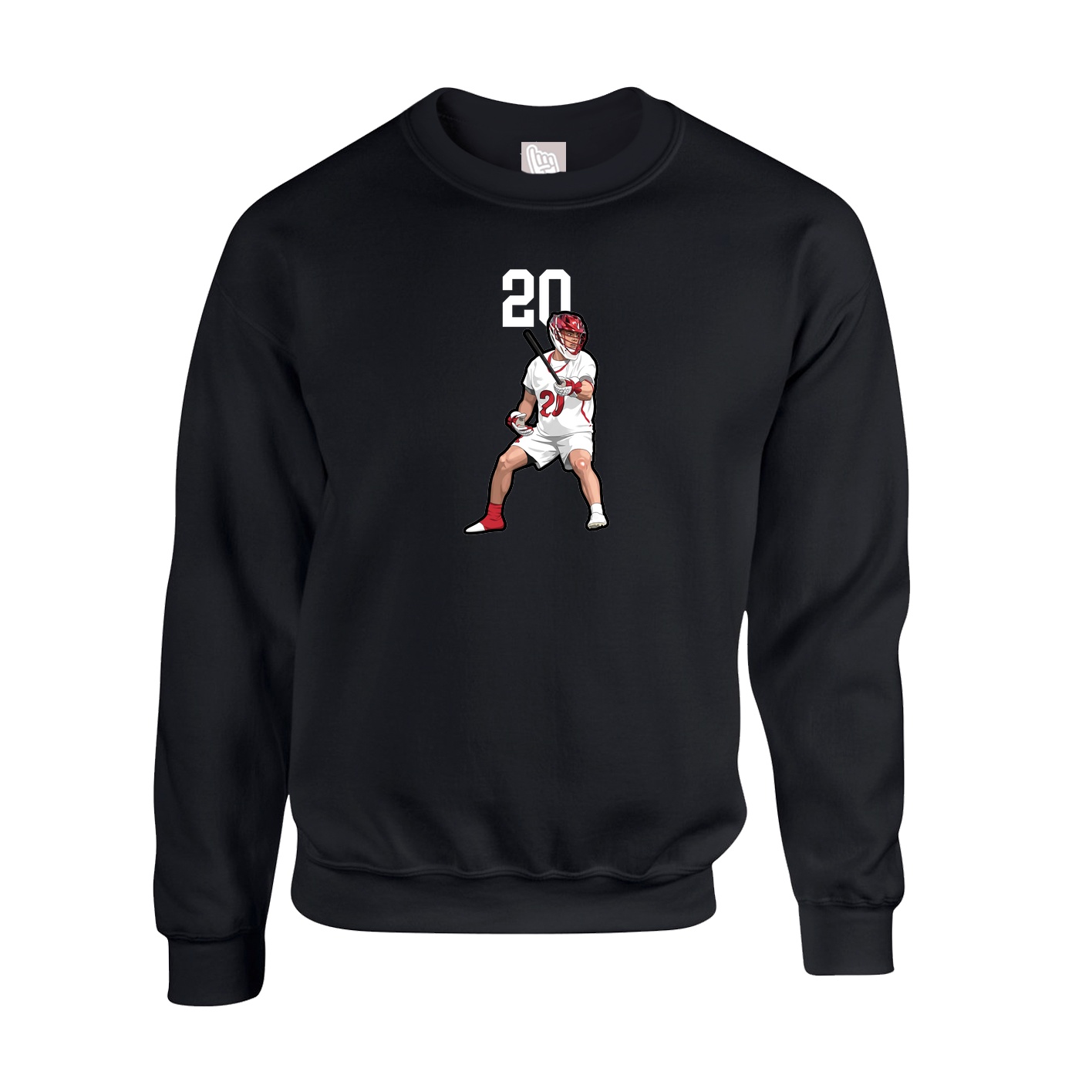 Fleece Crew — Number Top in Black