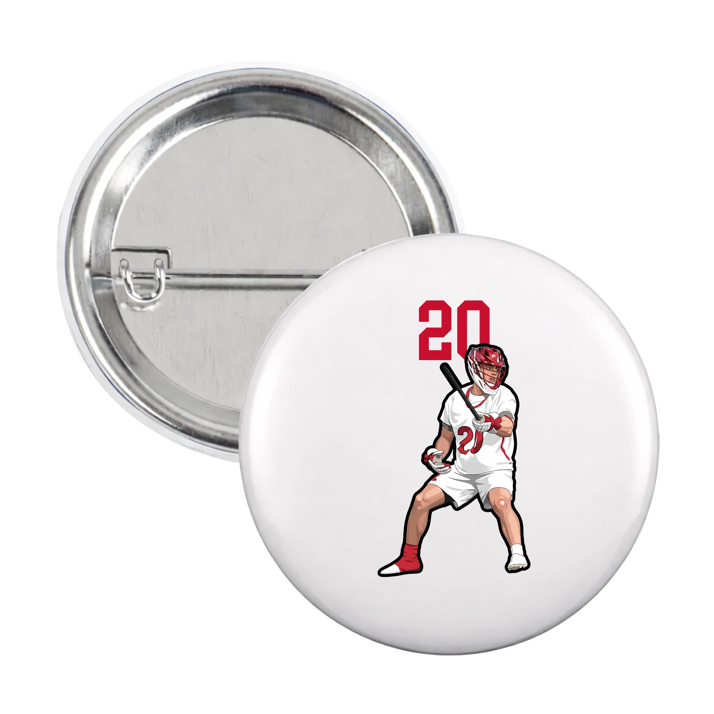 Game Day Button — Number Top in White