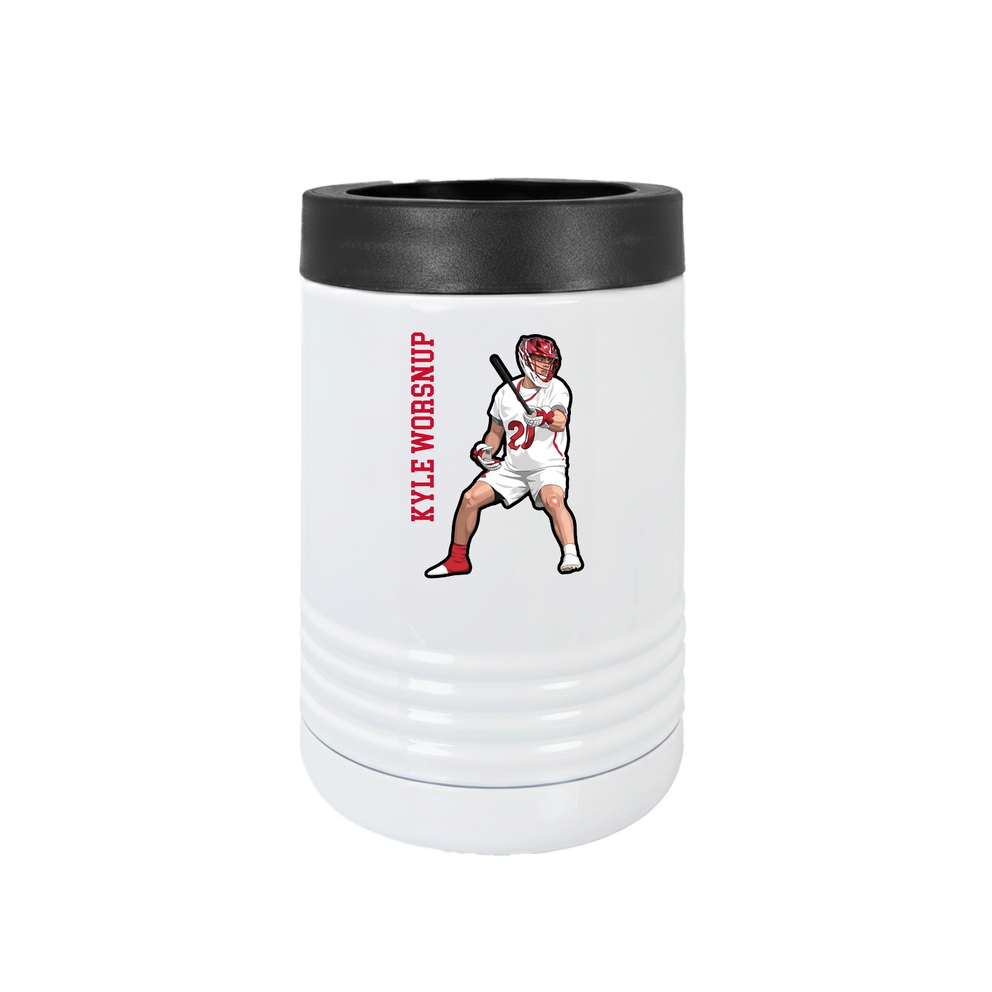 Beverage Holder — Name Vertical in White