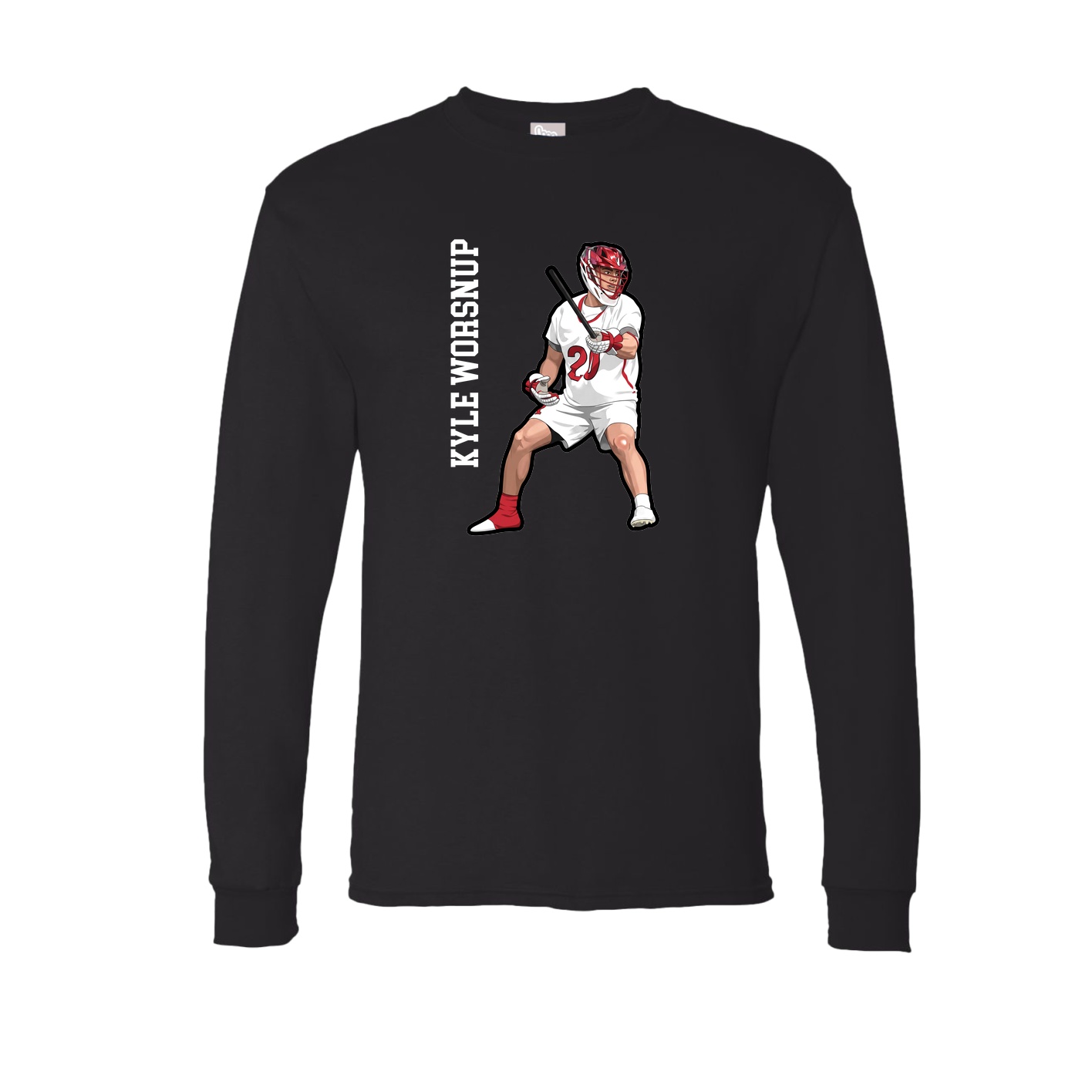 Long Sleeve Tee — Name Vertical in Black
