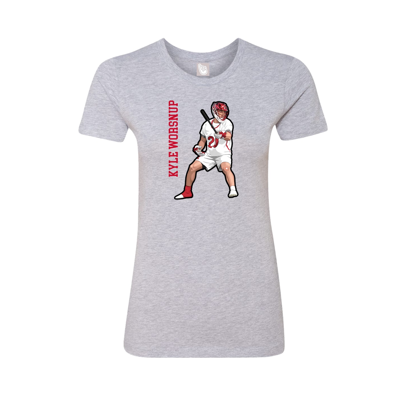 Fitted Women's Tee — Name Vertical in Grey