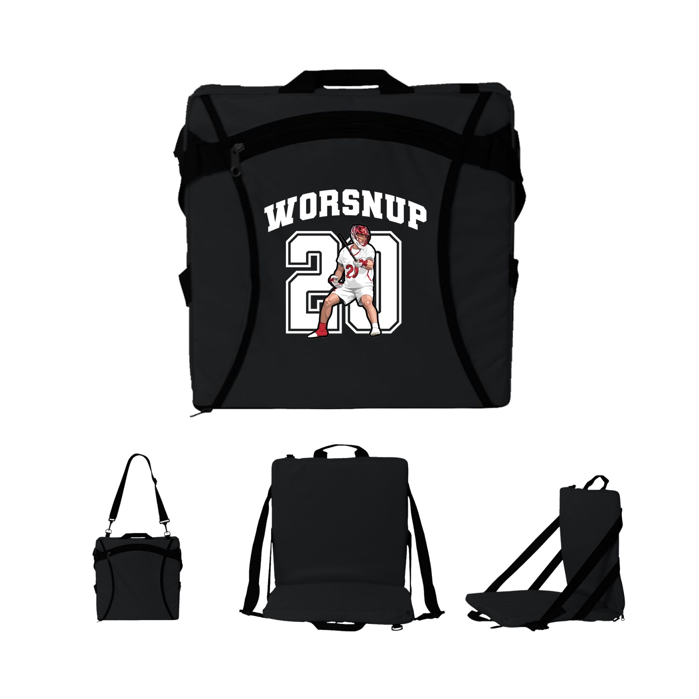 Folding Stadium Seat — Number in Black