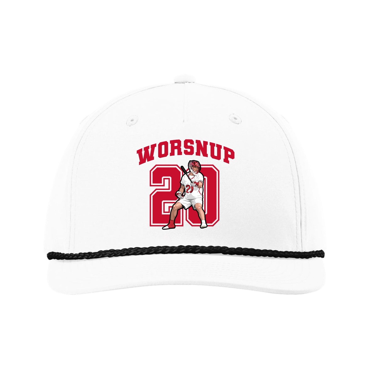 Five-Panel Classic Rope Cap — Number in White