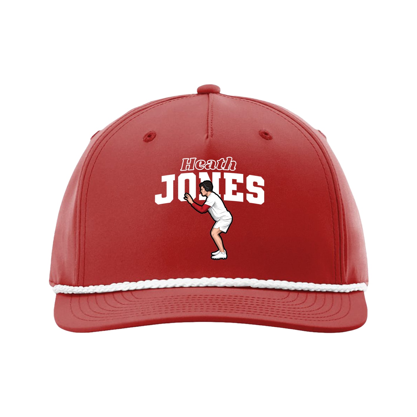 Five-Panel Classic Rope Cap — Name Arch in Red