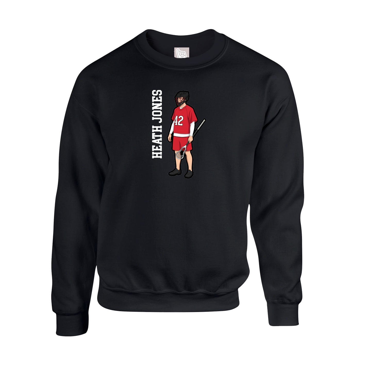 Fleece Crew — Name Vertical in Black