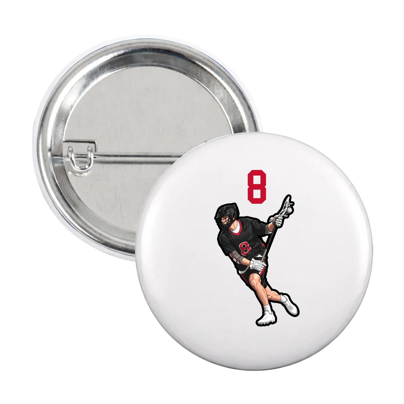Game Day Button — Number Top in White