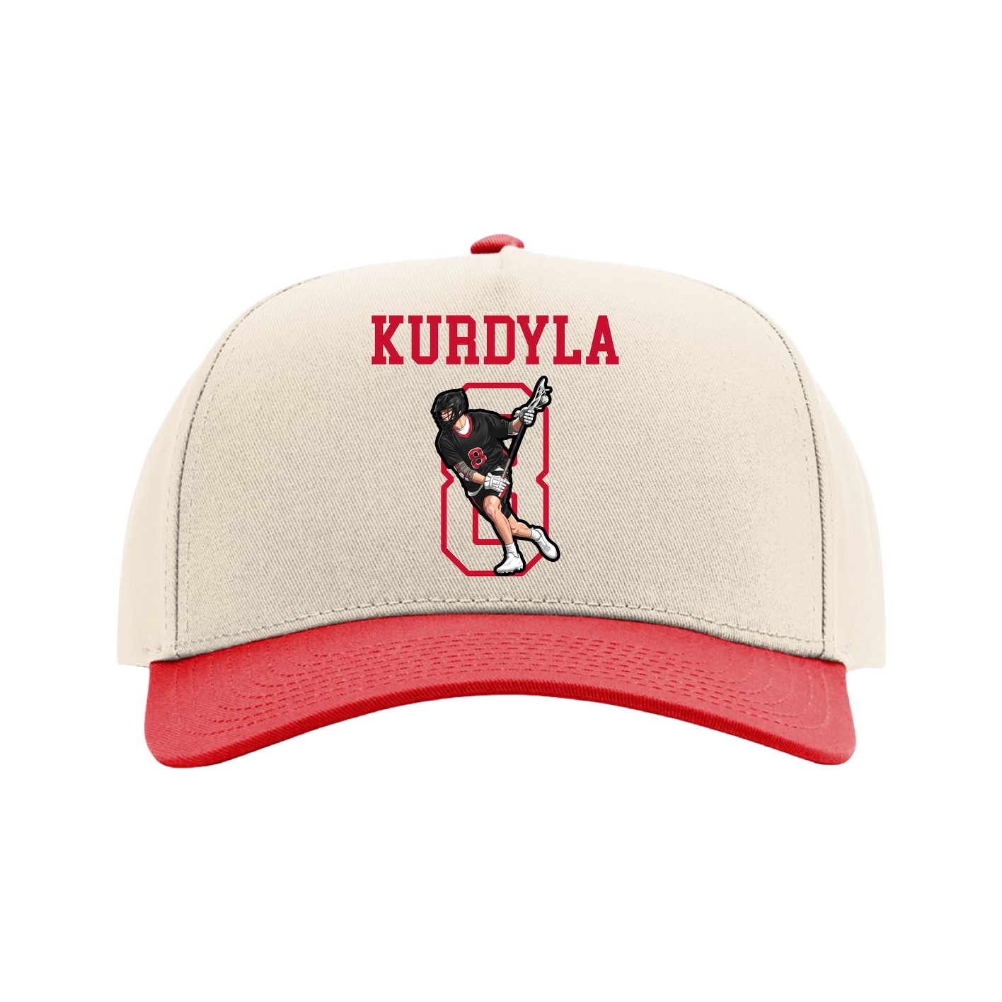 Full Fabric Five-Panel Champ Cap — Shirsey in Cream/Red