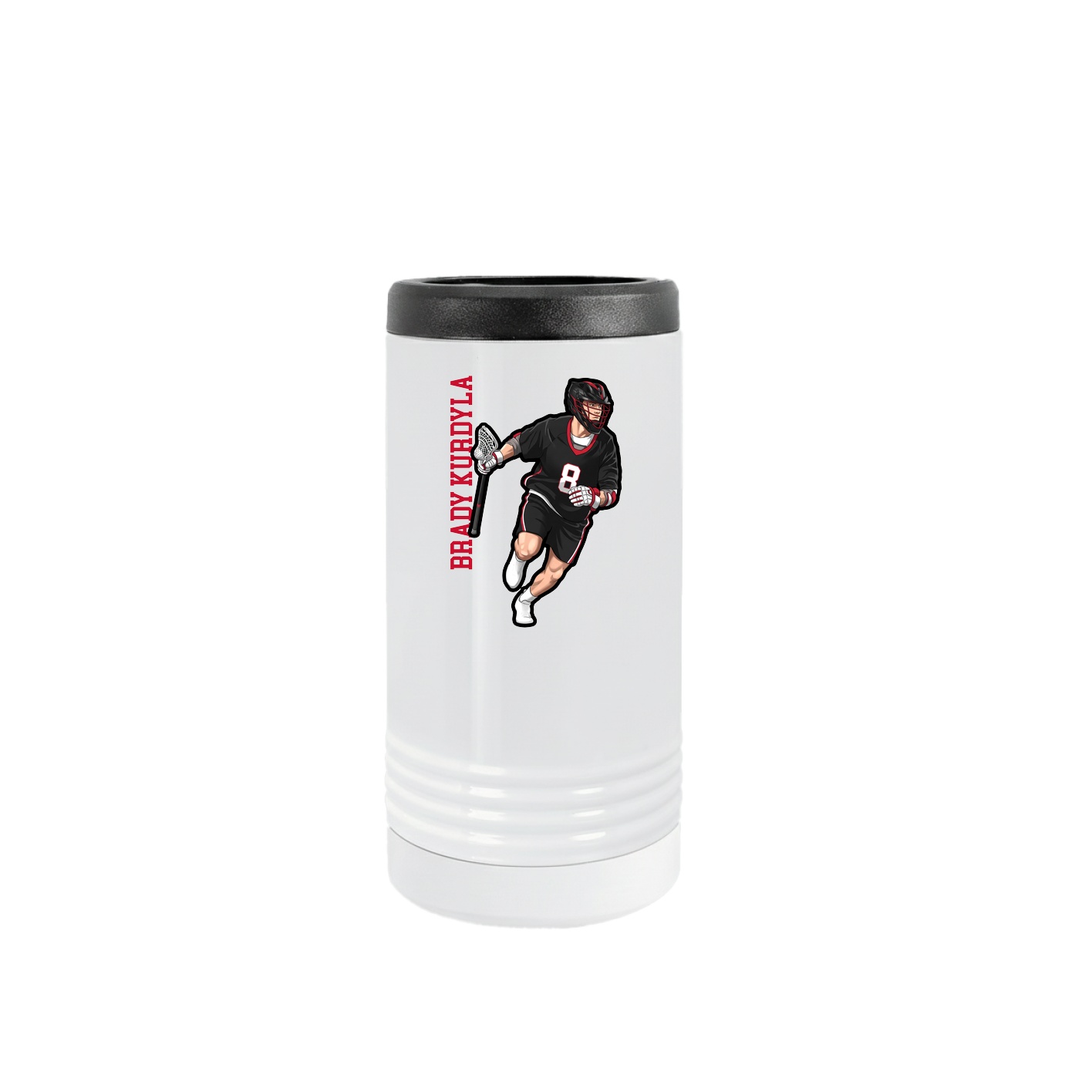 Slim Beverage Holder — Name Vertical in White