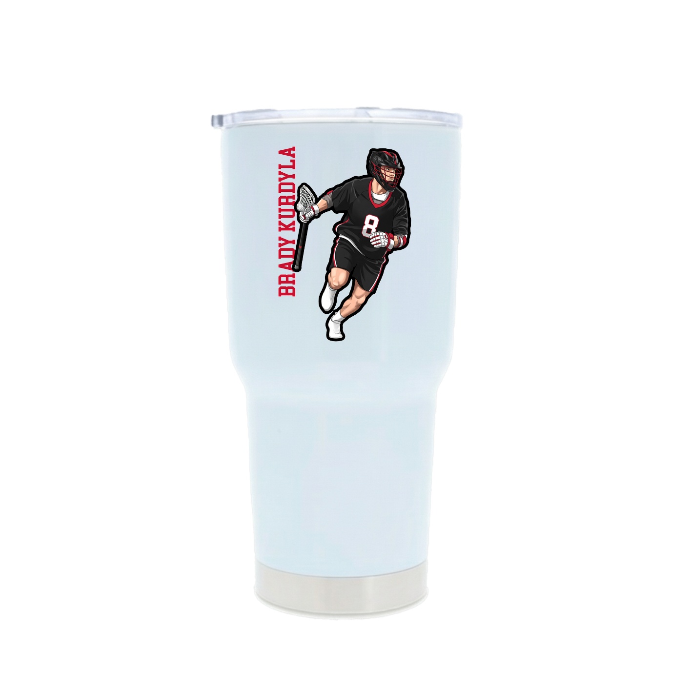30oz Stainless Steel Tumbler — Name Vertical in White
